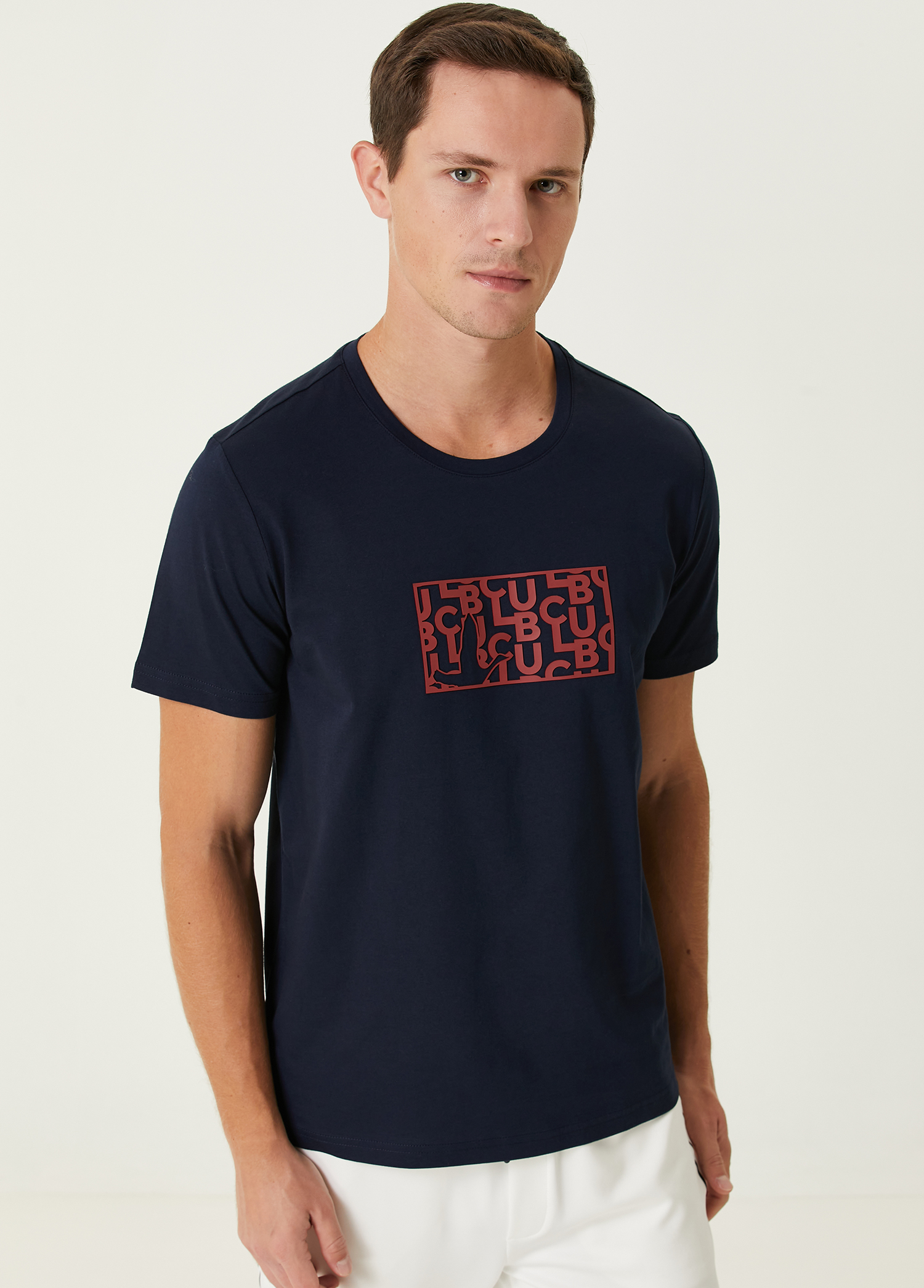 Lacivert Baskılı T-shirt_1