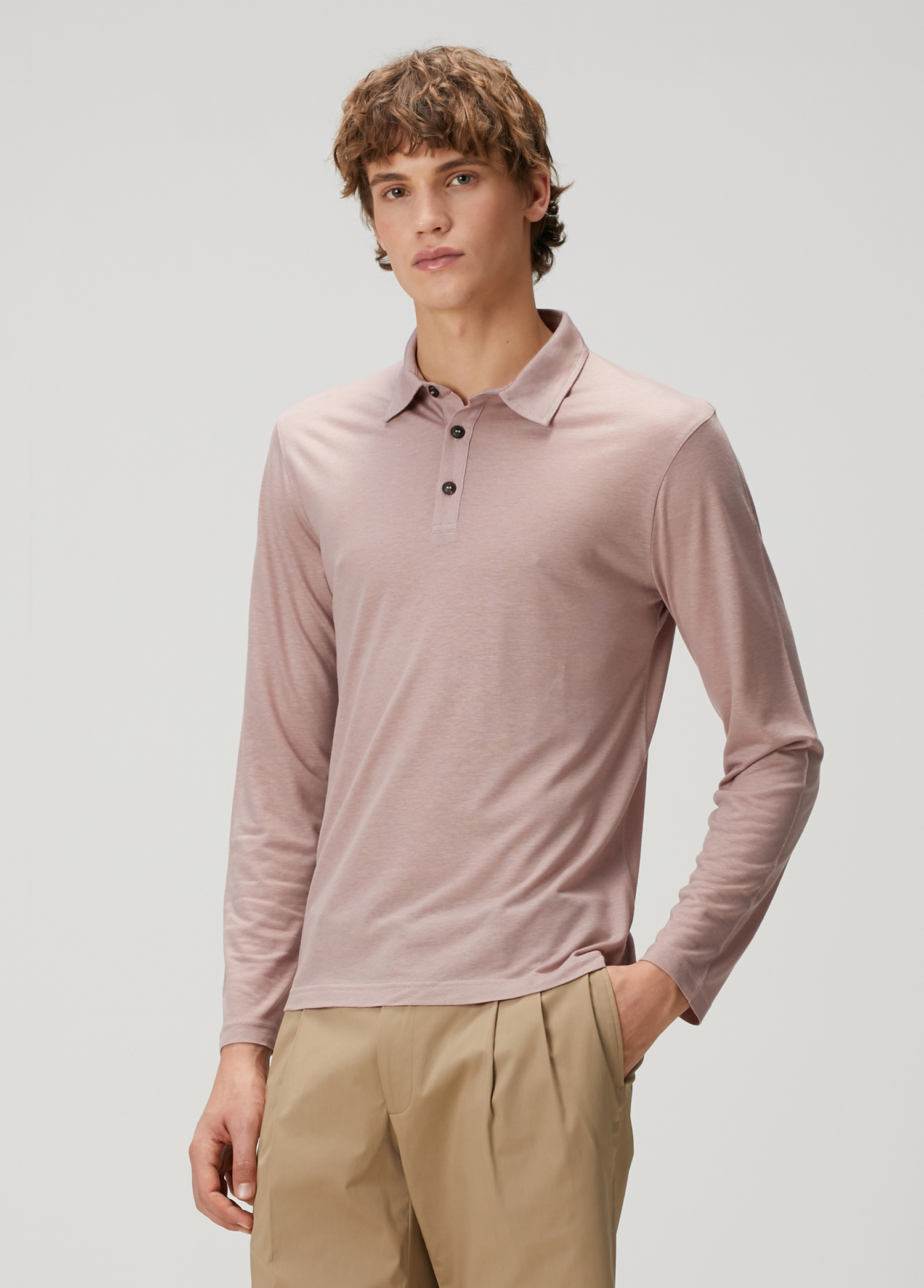 Pembe Polo Yaka Sweatshirt