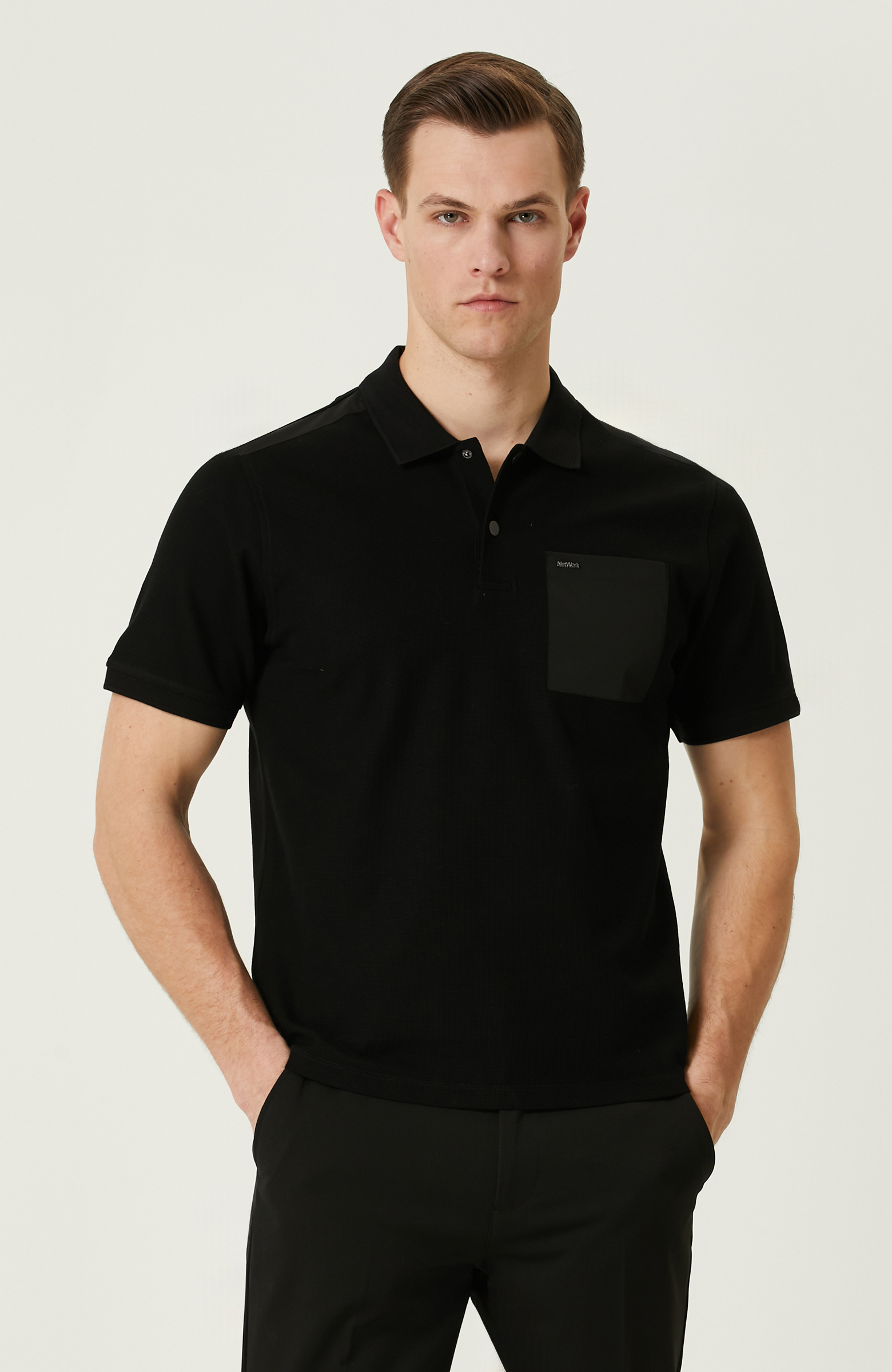 Siyah Polo Taka T-shirt