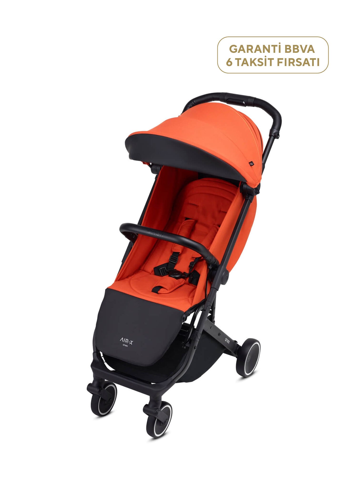 Air-X Turuncu Tek Elle Katlanan Kabin Boy Bebek Arabası