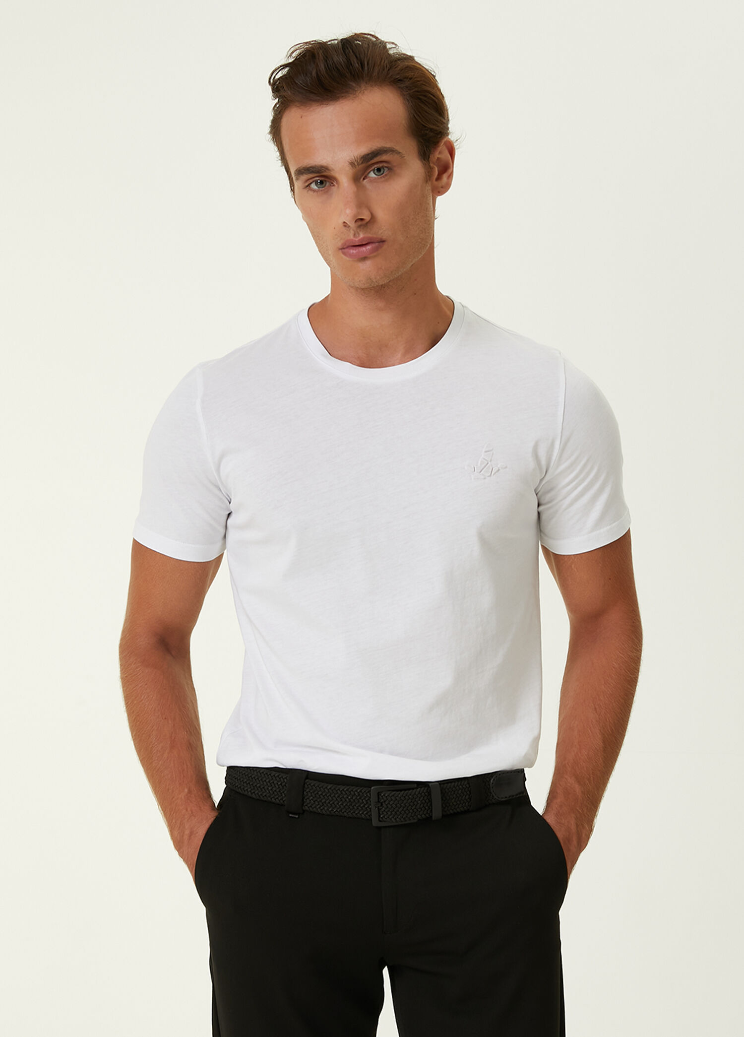 Beymen Club - Beyaz Mini Parçalı Kuş Logolu T-shirt - Beyaz