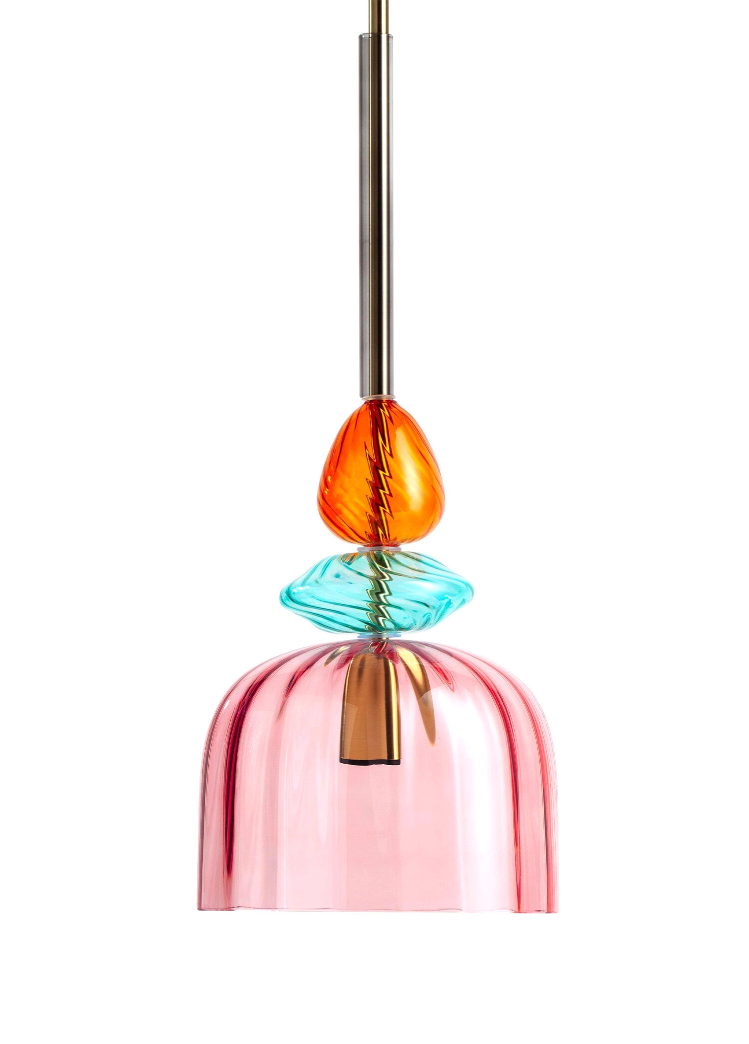 No: 3 Pembe Cam Lolipop Sarkıt Avize