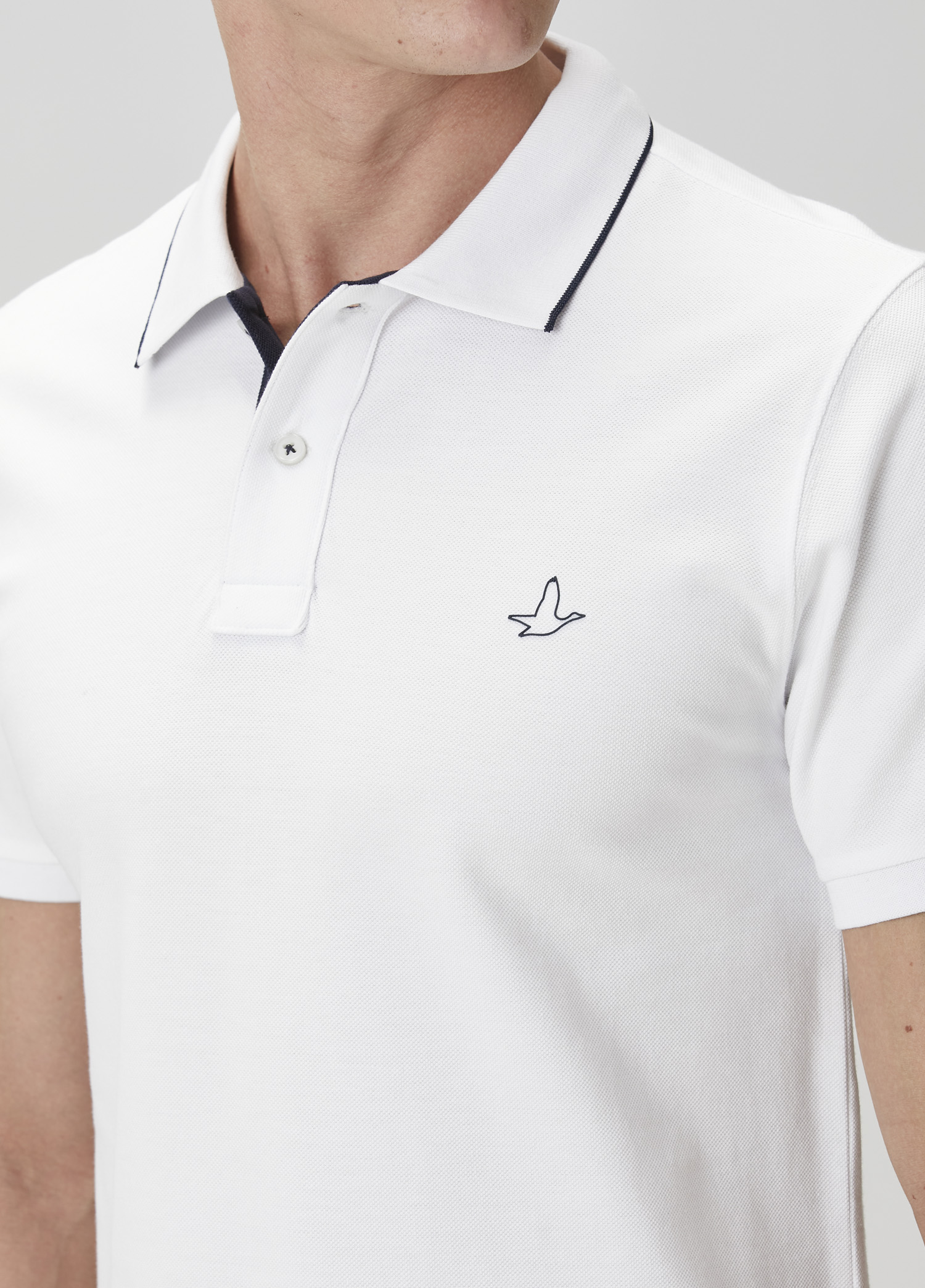 Slim Fit Beyaz Polo Yaka T-shirt_5