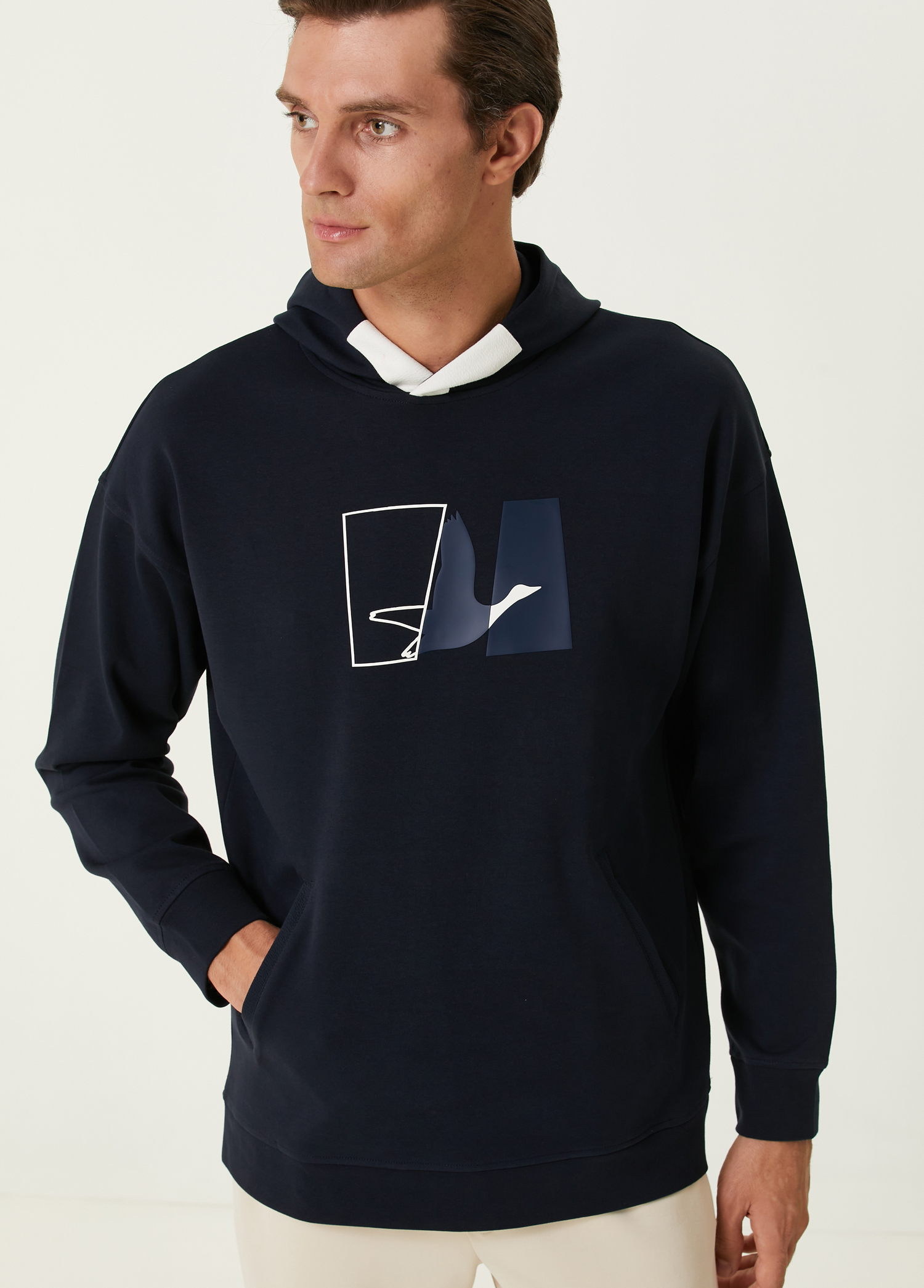 Lacivert Kapüşonlu Sweatshirt_1