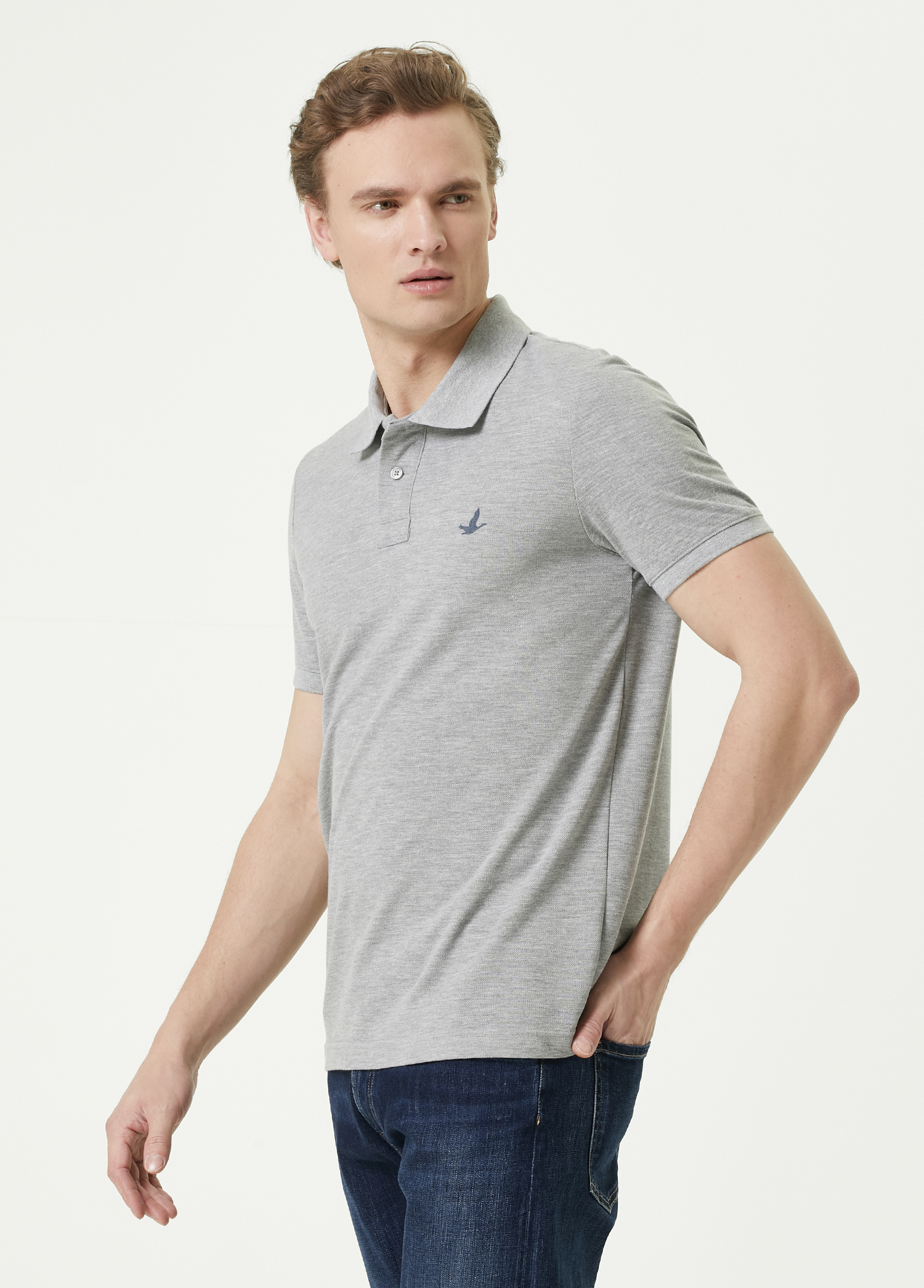 Comfort Fit Gri Polo Yaka T-shirt_2