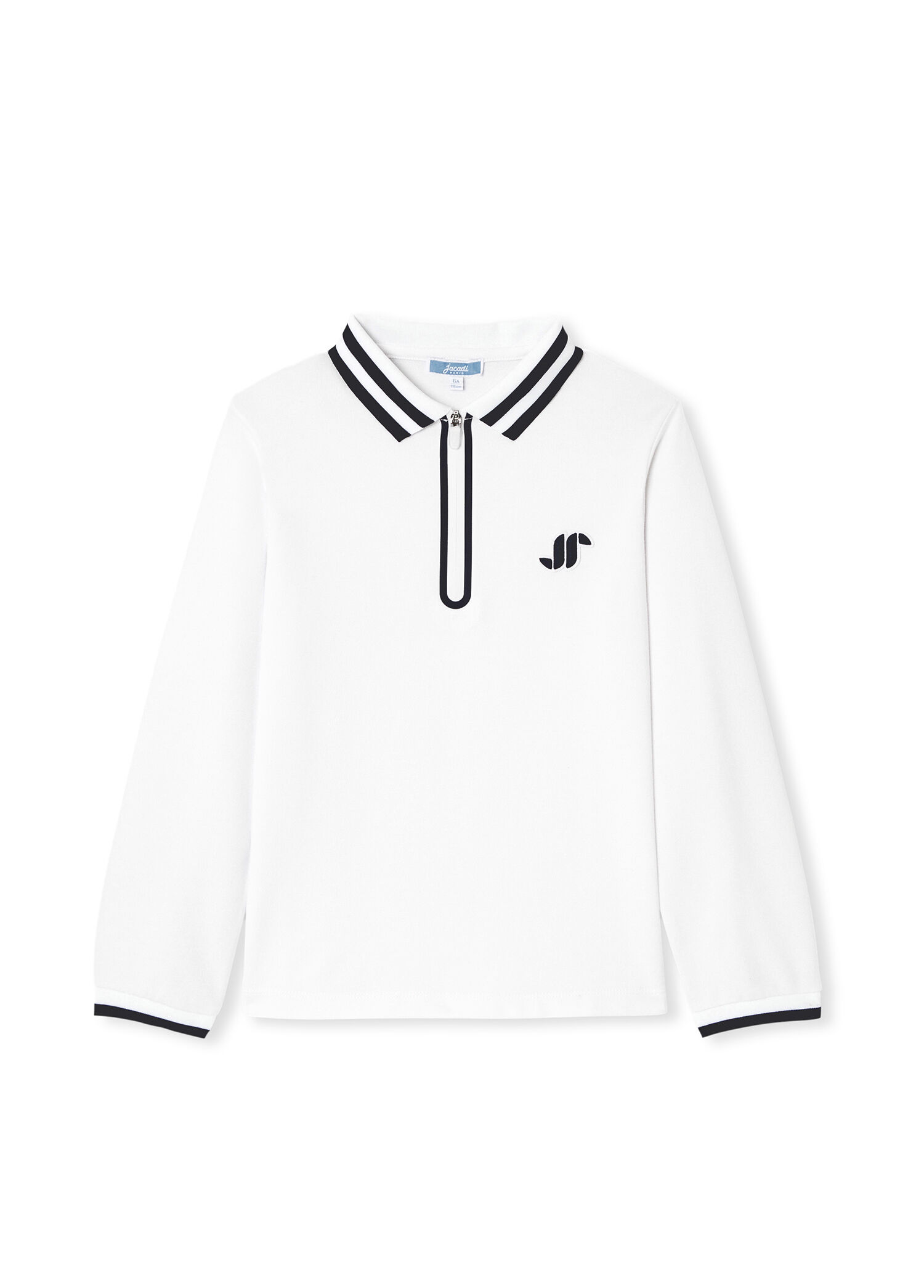 Beyaz Polo Yaka Fermuarlı Erkek Çocuk Sweatshirt