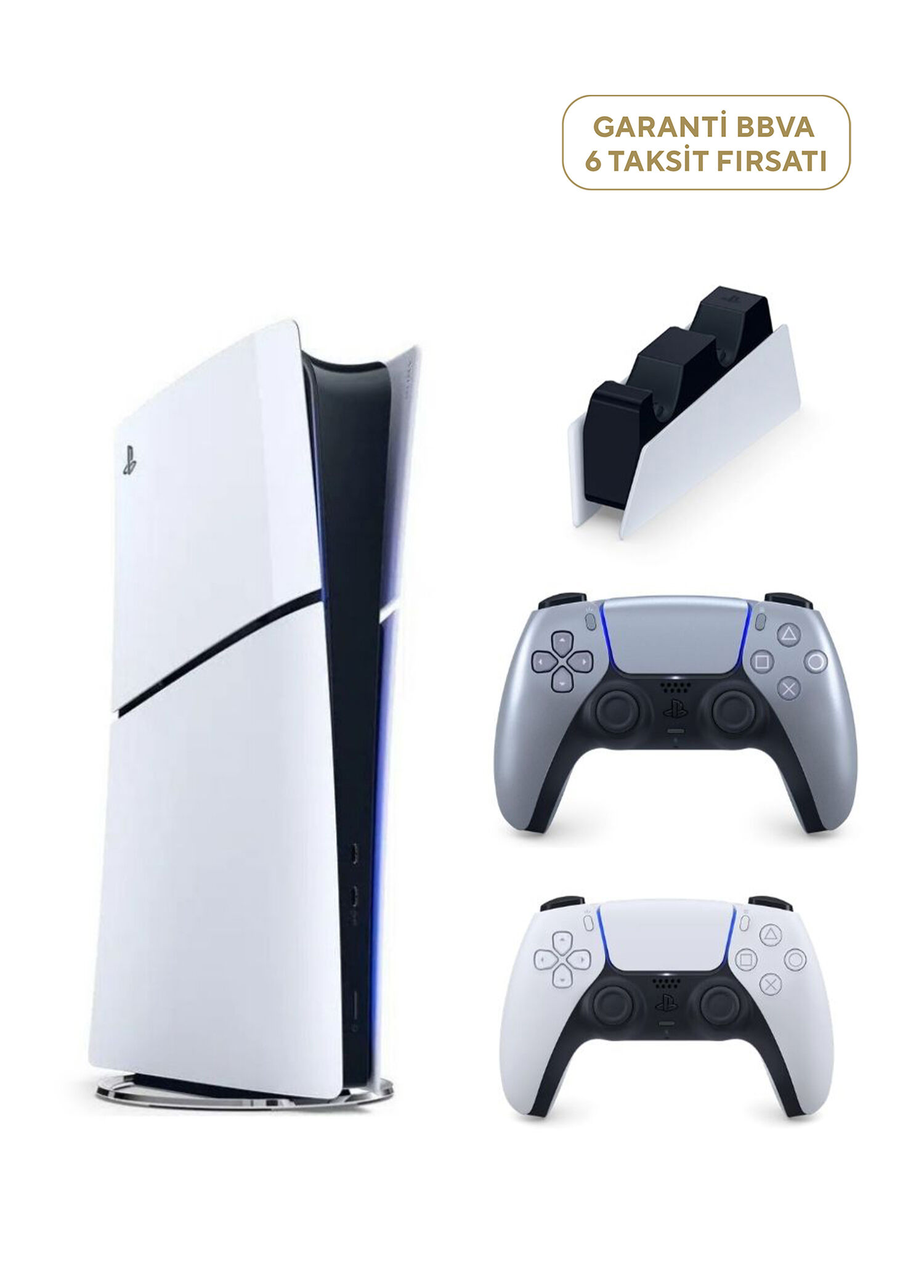 PlayStation 5 Slim Digital Edition 825 GB SSD Oyun Konsolu + 2. PS5 Kol Sterling Silver + PS5 Şarj İstasyonu (Yeni Sürüm)