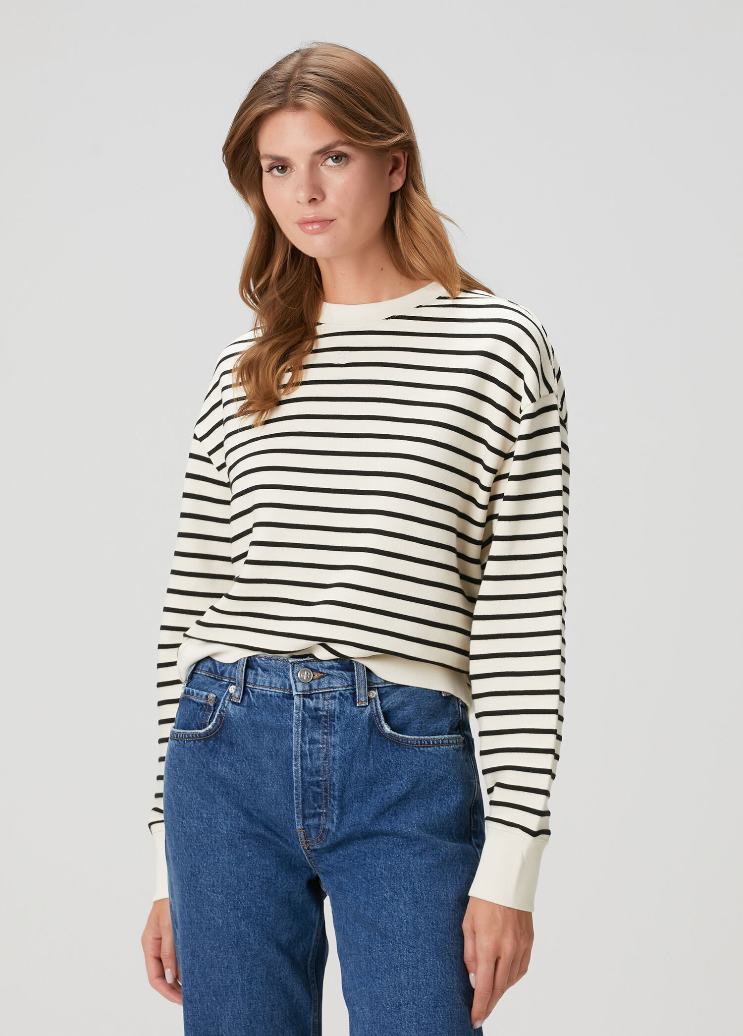 Siyah Beyaz Çizgili Sweatshirt