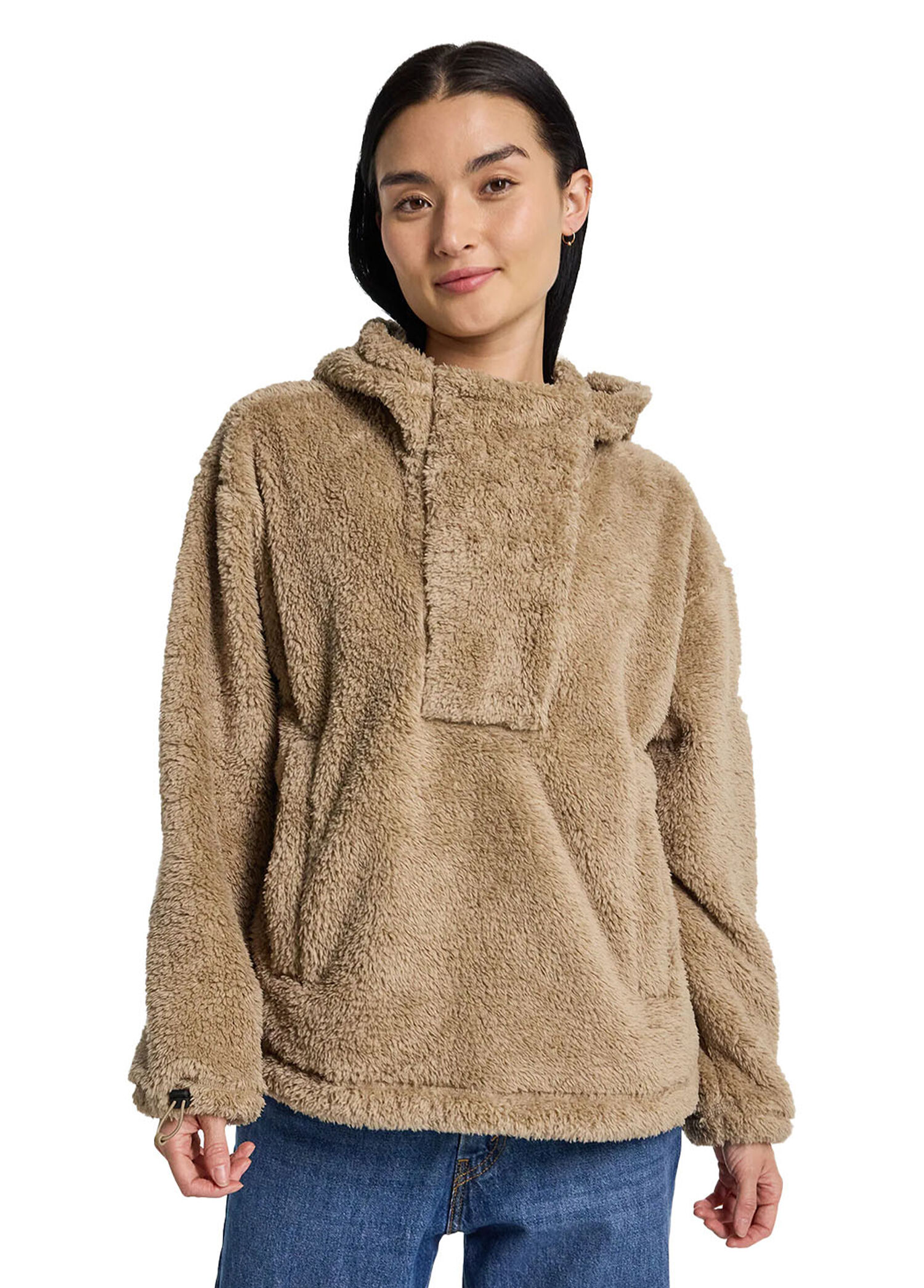 Lemma Pullover Kahverengi Polar Kapüşonlu Kadın Sweatshirt