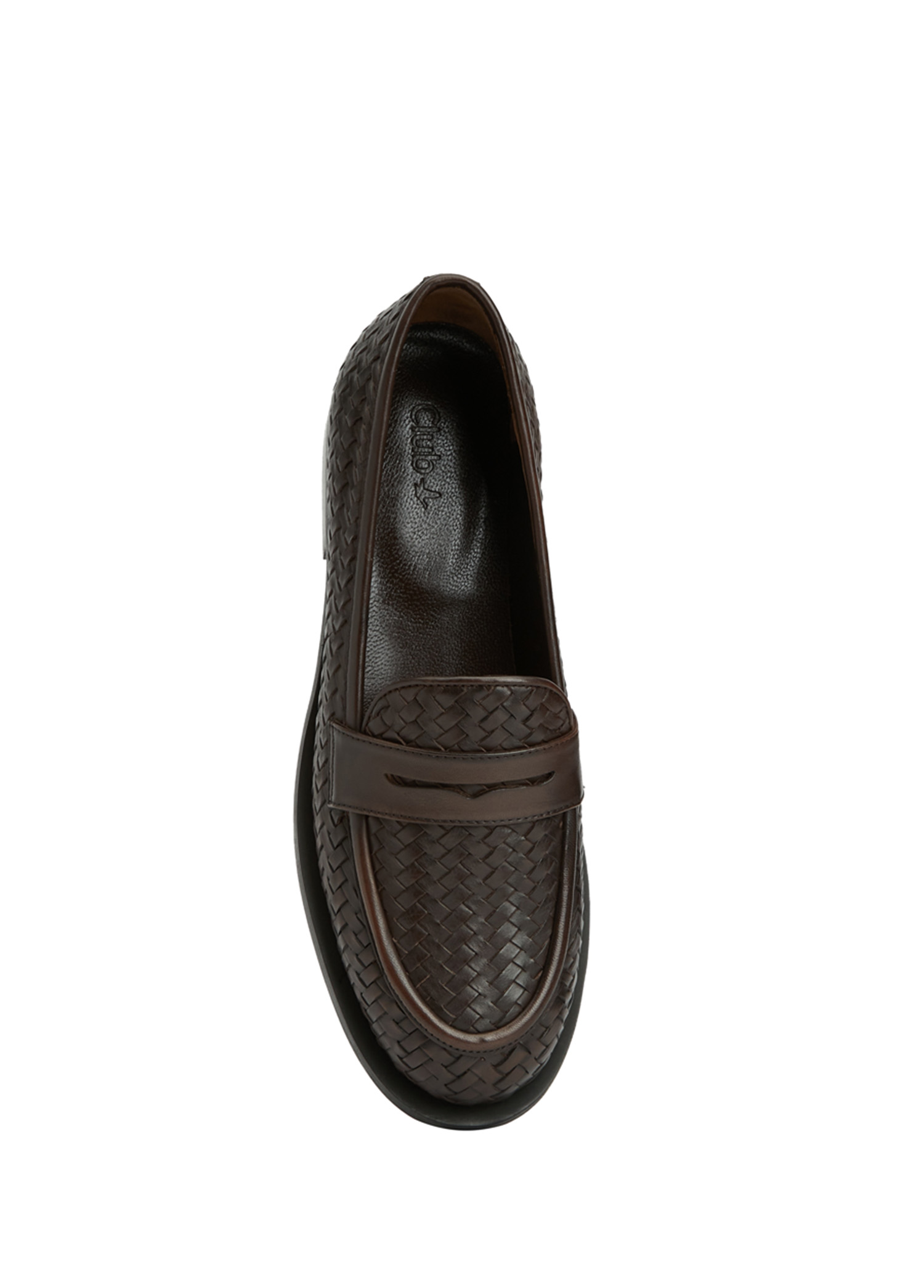 Kahverengi Örgülü Kadın Deri Loafer_3