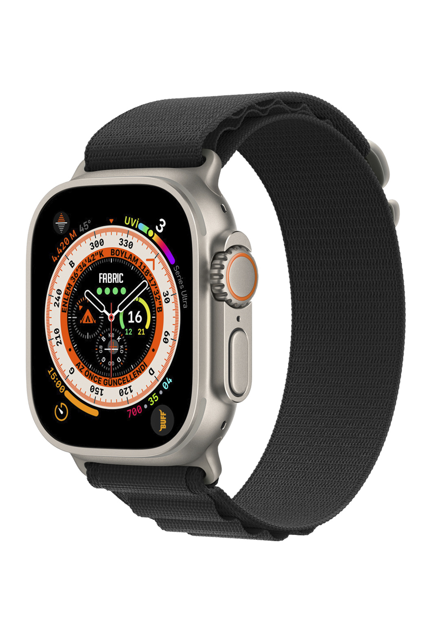 Buff Apple Watch Ultra Fabric Band 49 mm Black Akıllı Saat Kordon