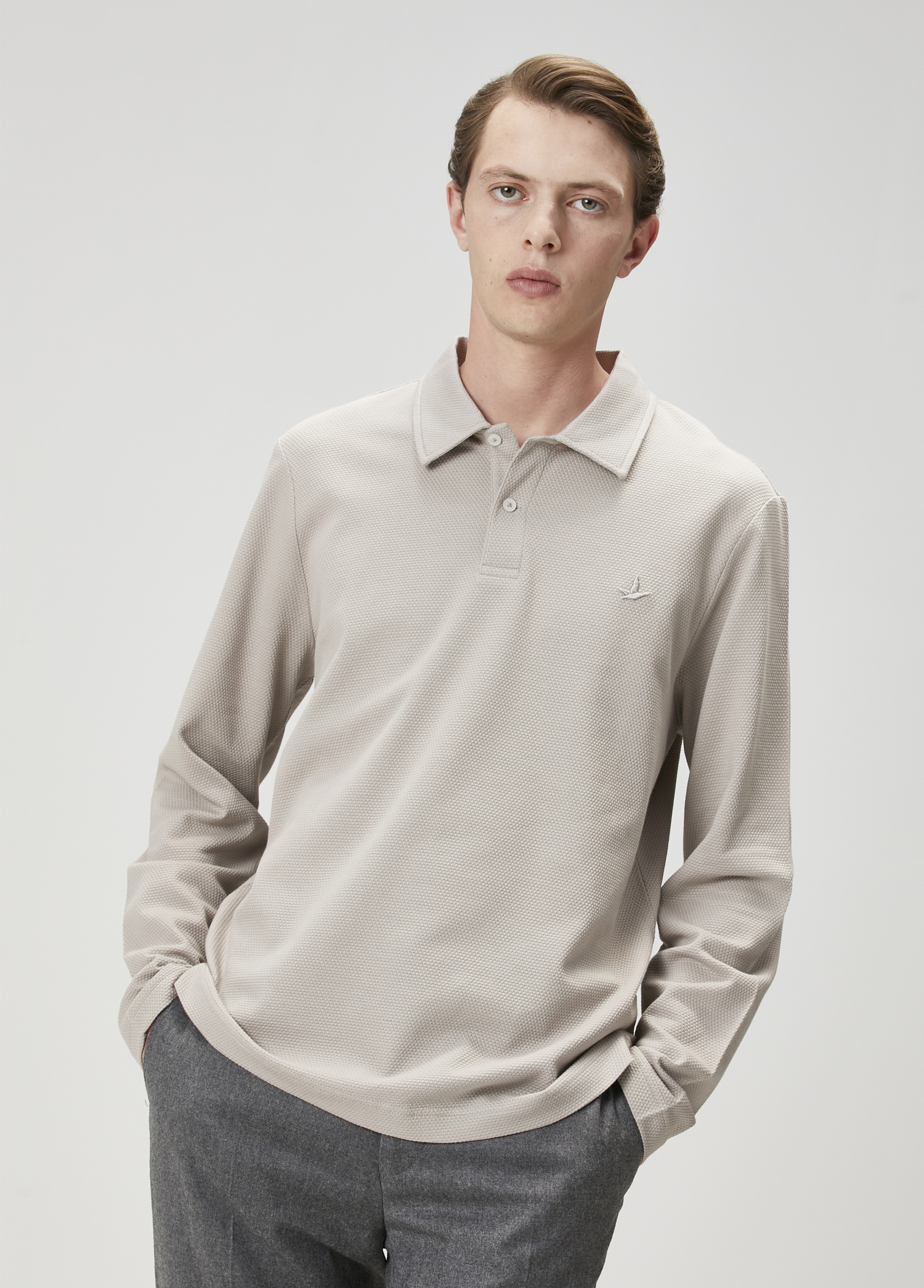 Bej Polo Yaka Sweatshirt_2