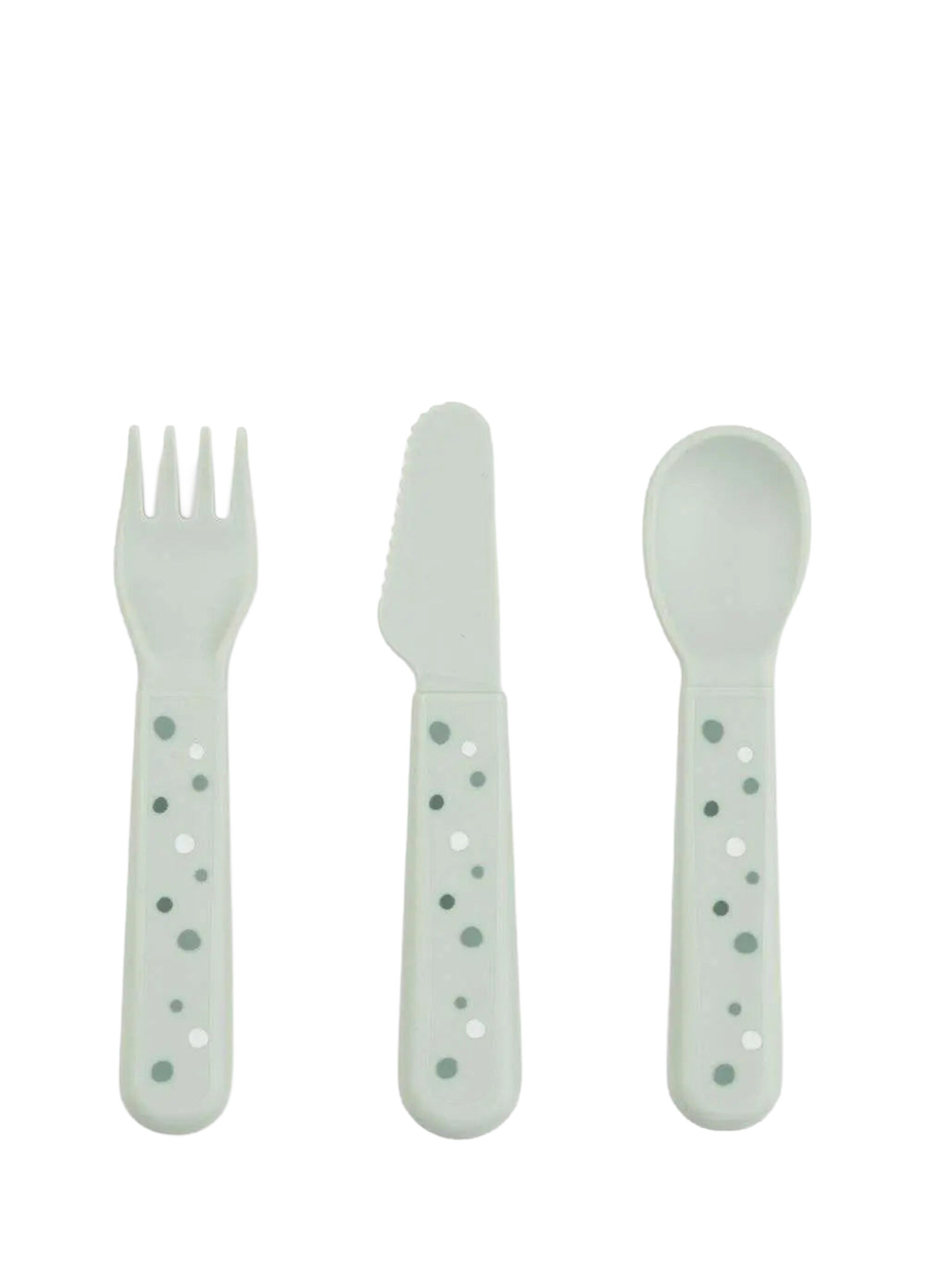 Happy Dots Yeşil Unisex Çocuk Çatal Kaşık ve Bıçak Seti