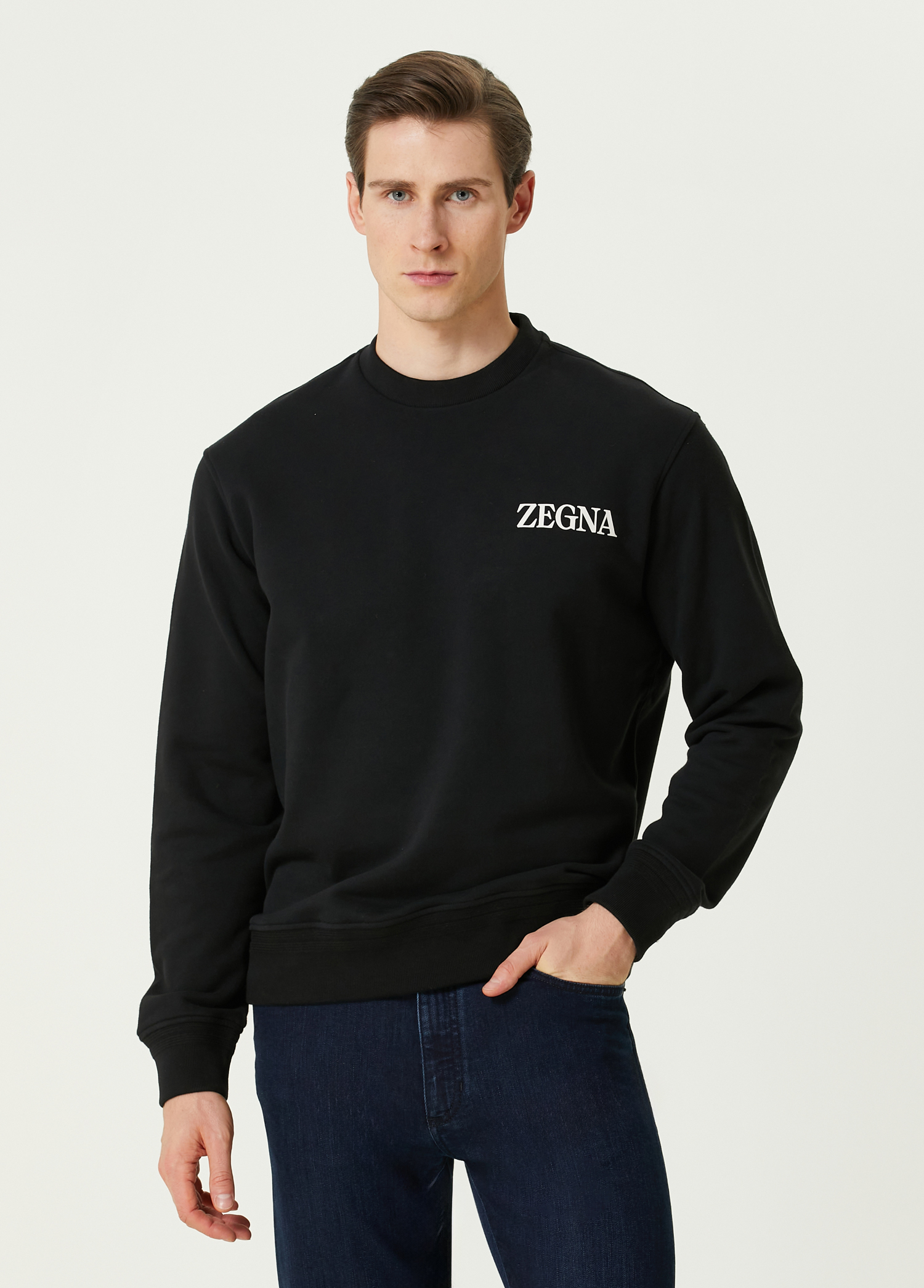 Siyah Logo Baskılı Sweatshirt