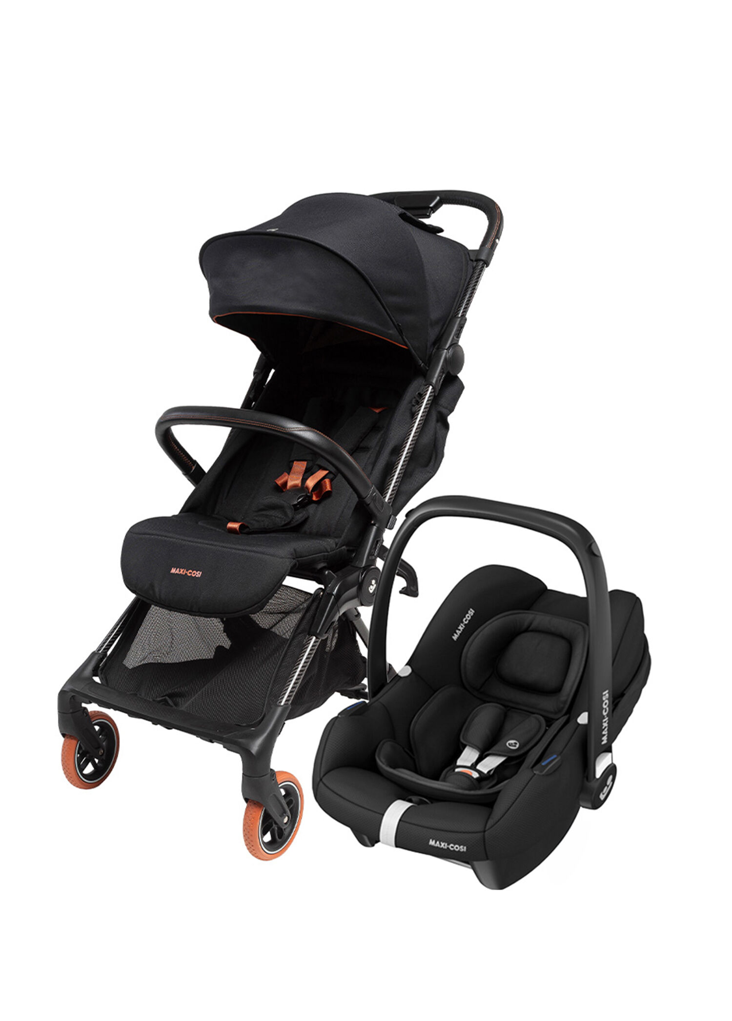 Oslo-Cabriofix I-Size Black Sport Tek Elle Katlanabilen Ultra Kompakt Seyahat Sistem Bebek Arabası
