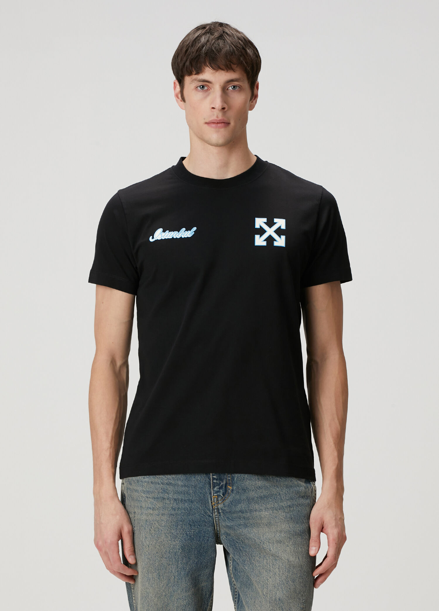 Off-White - Siyah Logo Baskılı T-shirt - Siyah