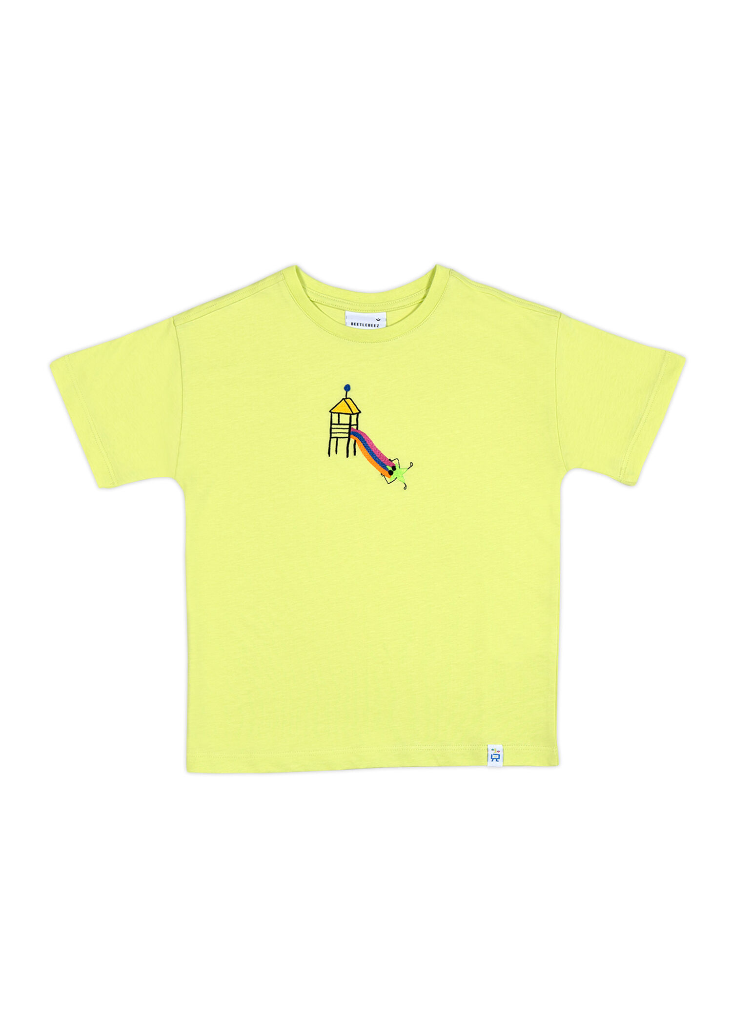 Sliding Star Nakışlı Lime Oversize Kısa Kollu Erkek Çocuk T-Shirt