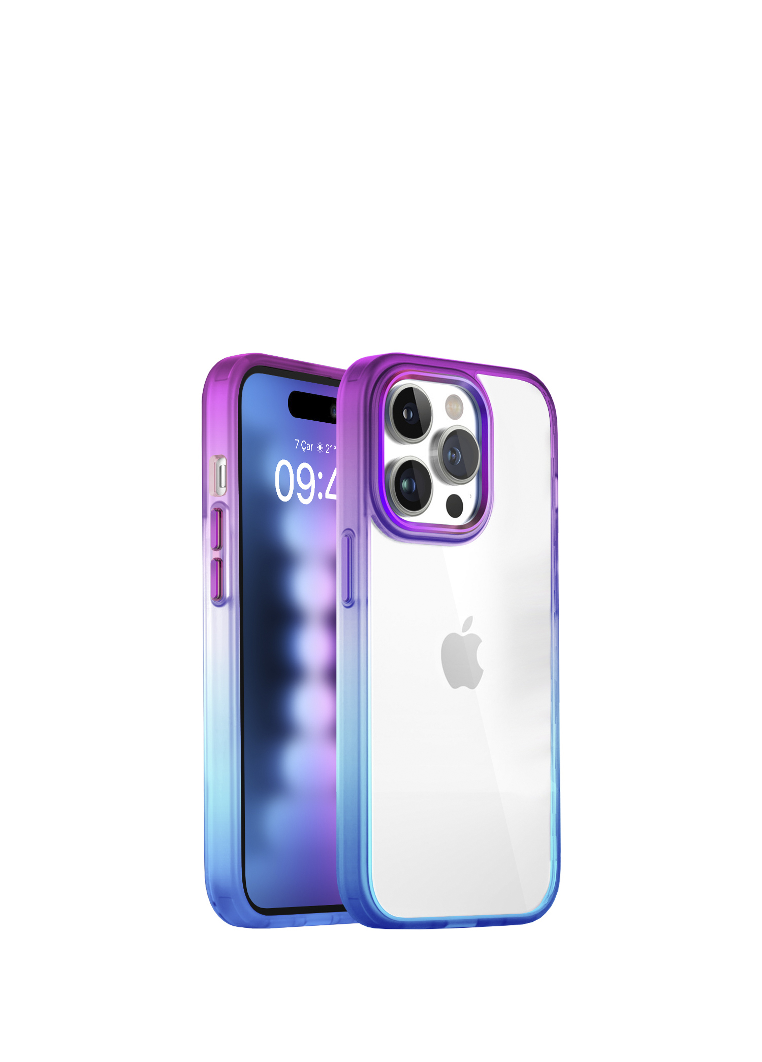 iPhone 15 Pro Max Air Bumper Rainbow Blue Purple Plastik Kılıf