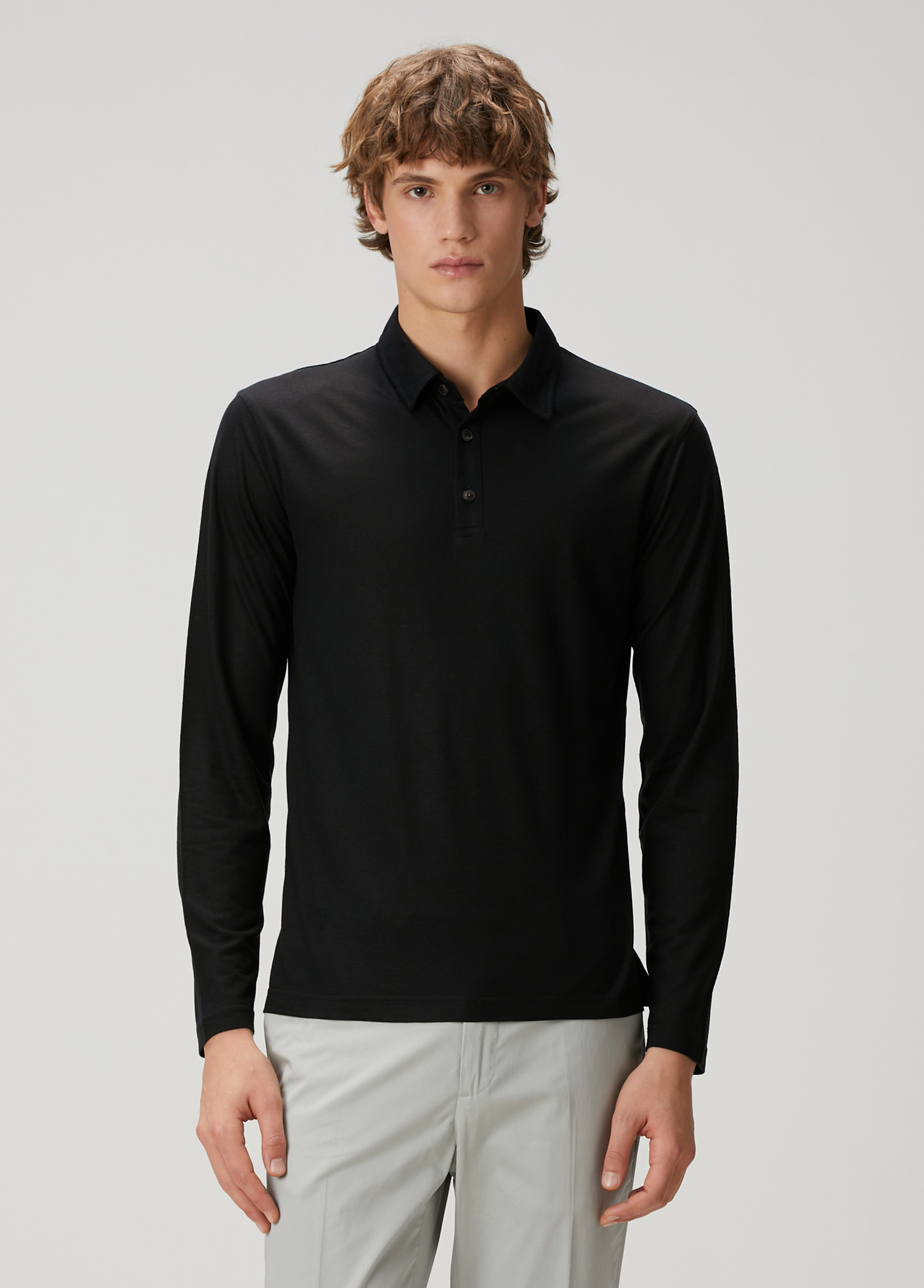 Siyah Polo Yaka Sweatshirt