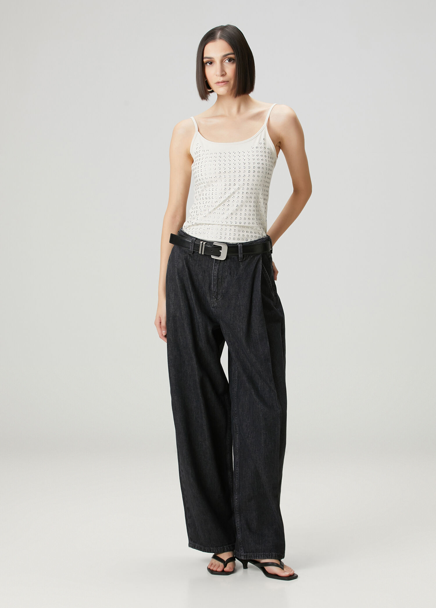 Koyu Lacivert Straight Leg Jean Pantolon