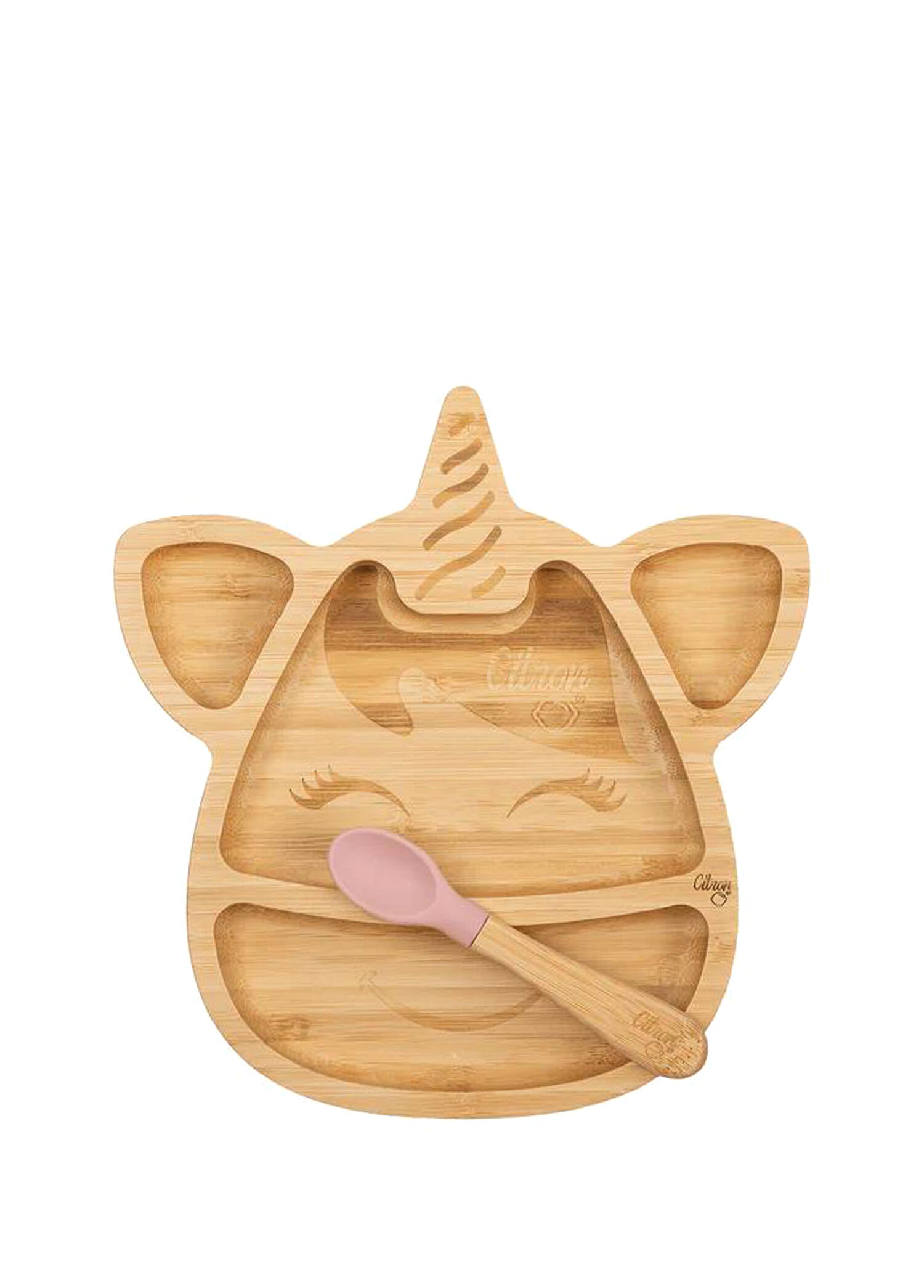 Unicorn Organik Bambu Bölmeli Çocuk Yemek Takımı