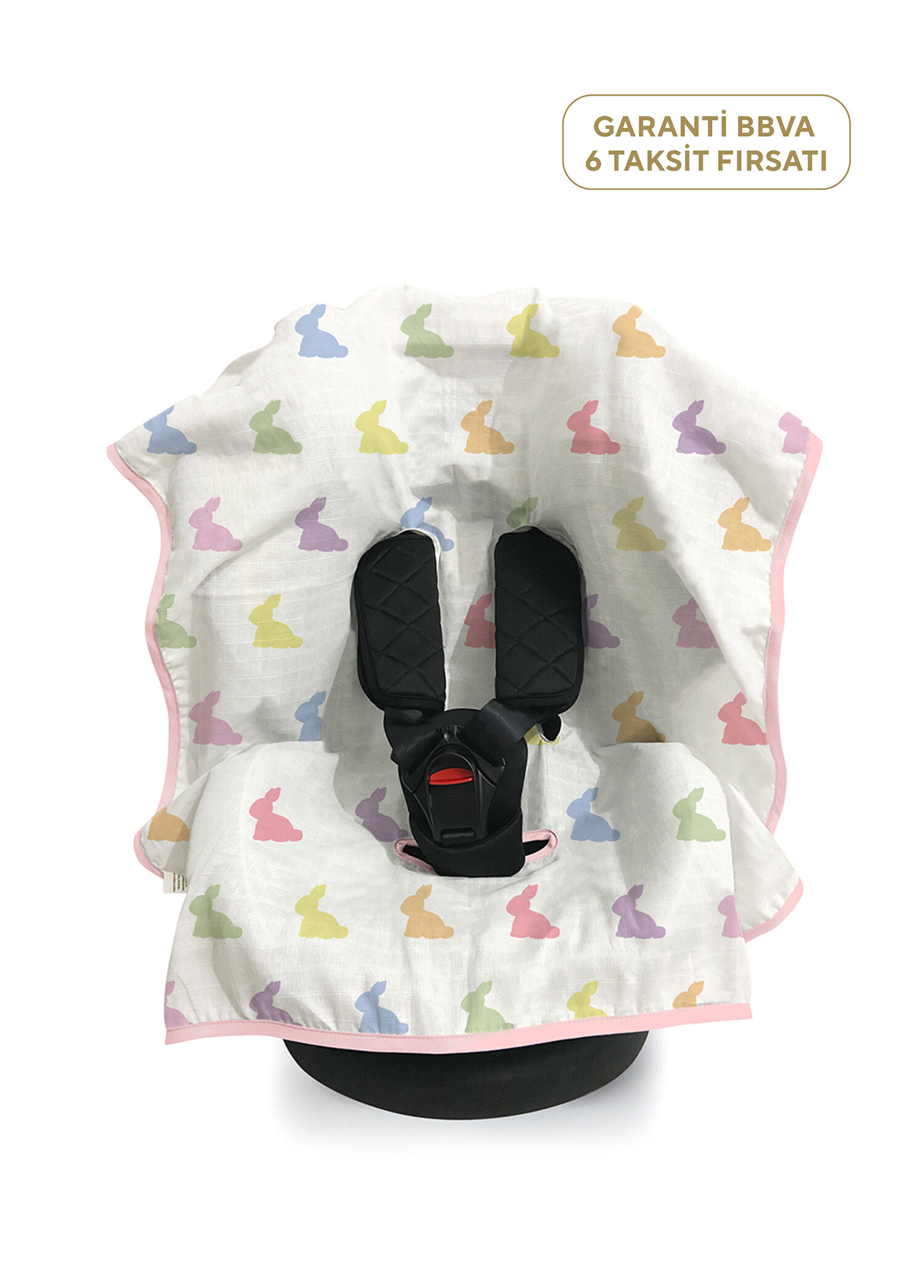 %100 Pamuk Rainbow Lapin Pink Müslin Bebek Puset Oto Koltuk Örtüsü