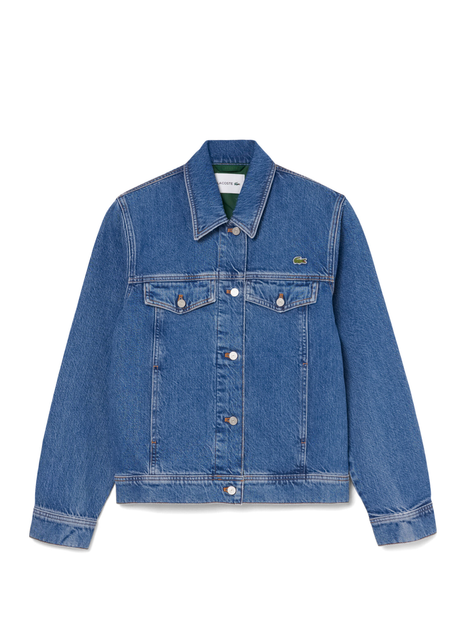 Lacoste Mavi-36L Kadın Mavi Uzun Kollu Kadın Denim Ceket 1956395