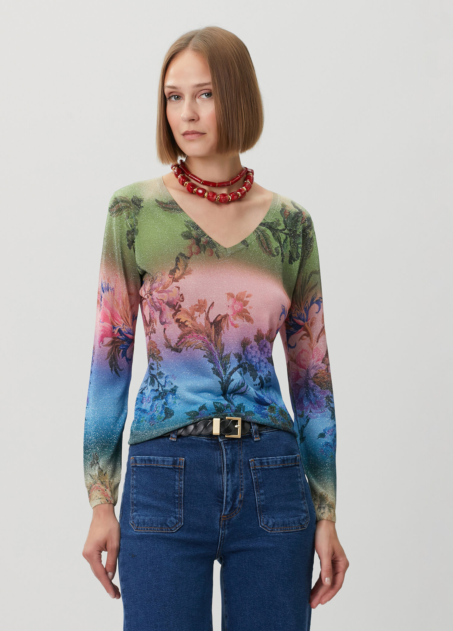 Multi-Colored Patterned Sweater