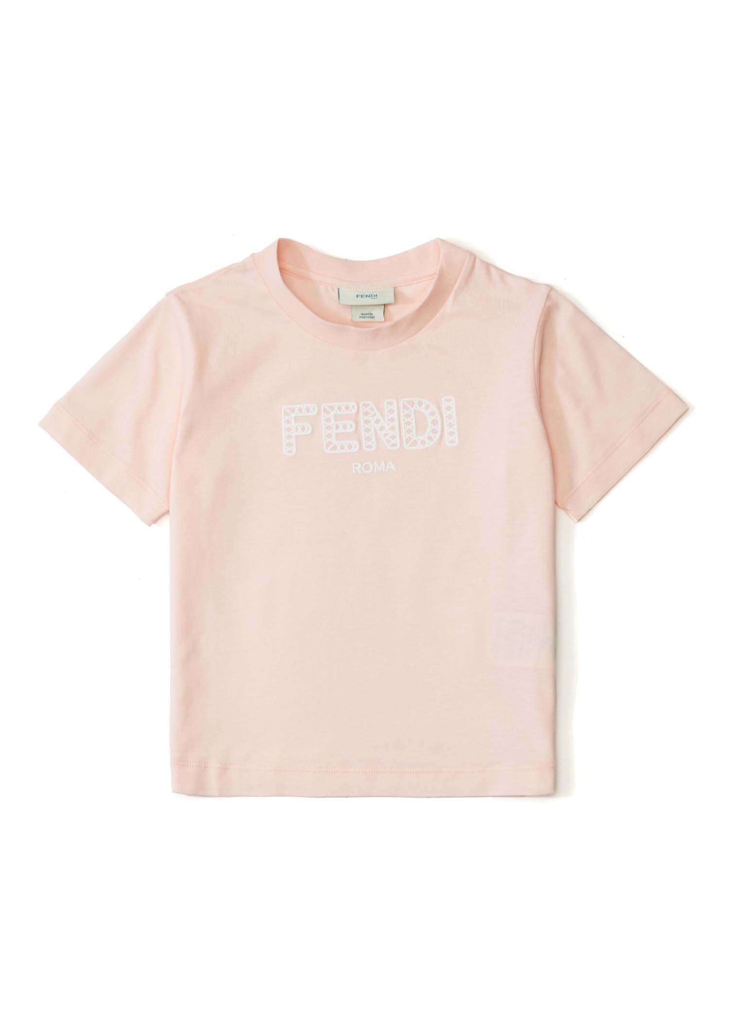 Açık Pembe Logo Nakışlı Kız Çocuk T-shirt