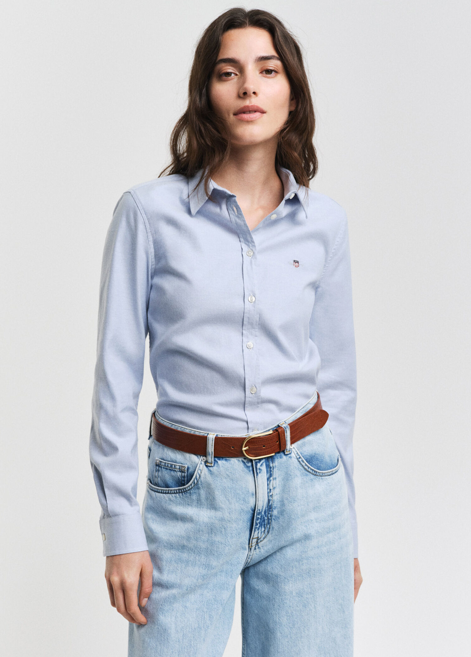 Mavi Klasik Yaka Slim Fit Uzun Kollu Kadın Oxford Gömlek