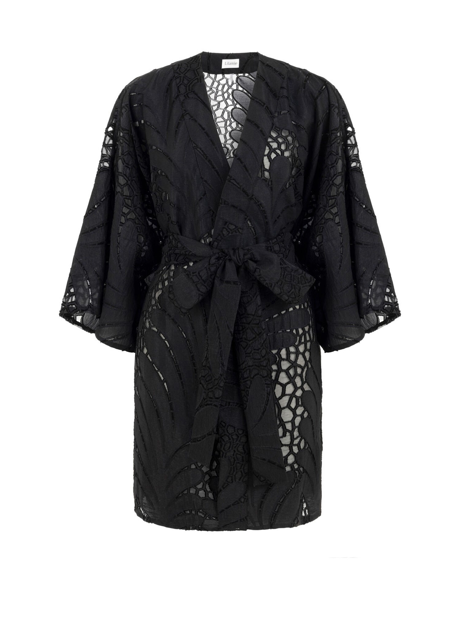 Victoria Siyah Bol Kesim Diz Üstü Kadın Kimono