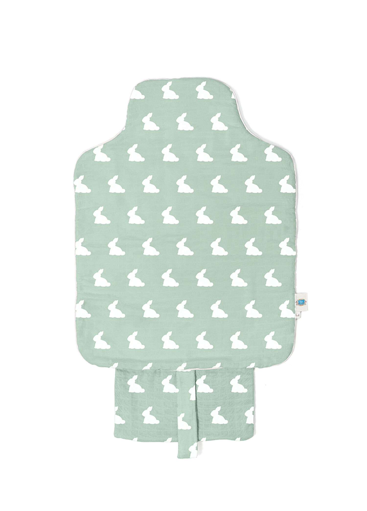 %100 Pamuk Mono Lapin Matcha Green Müslin Çantalı Bebek Alt Değiştirme Matı -