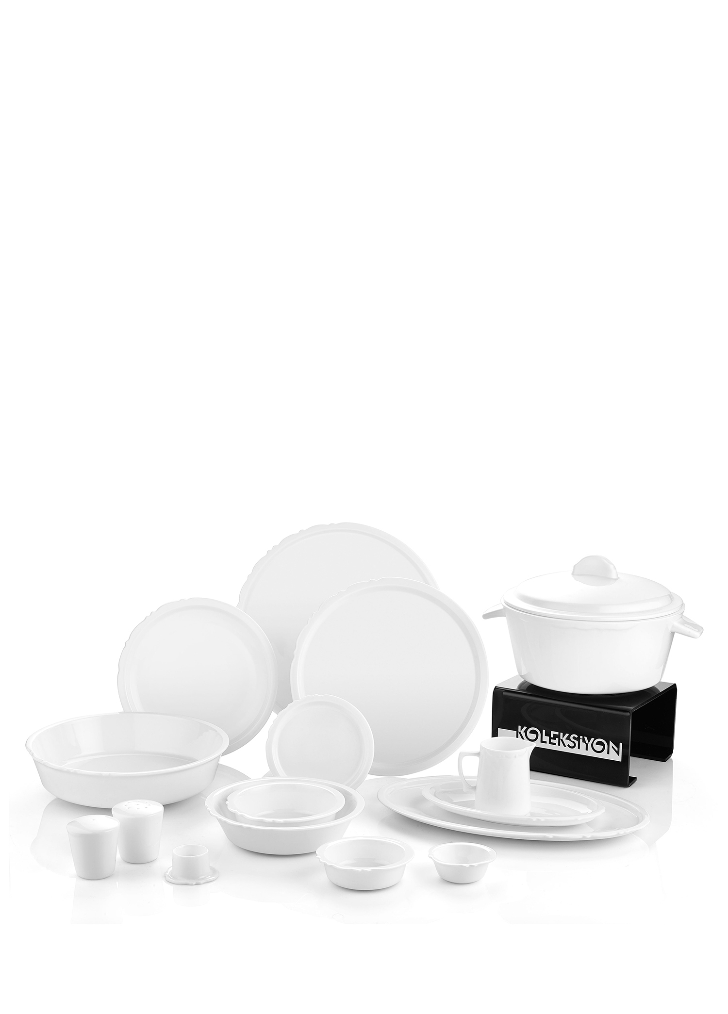 Eser-i İstanbul Sade Beyaz Bone China 12 Kişilik 120 Parça Yemek Takımı