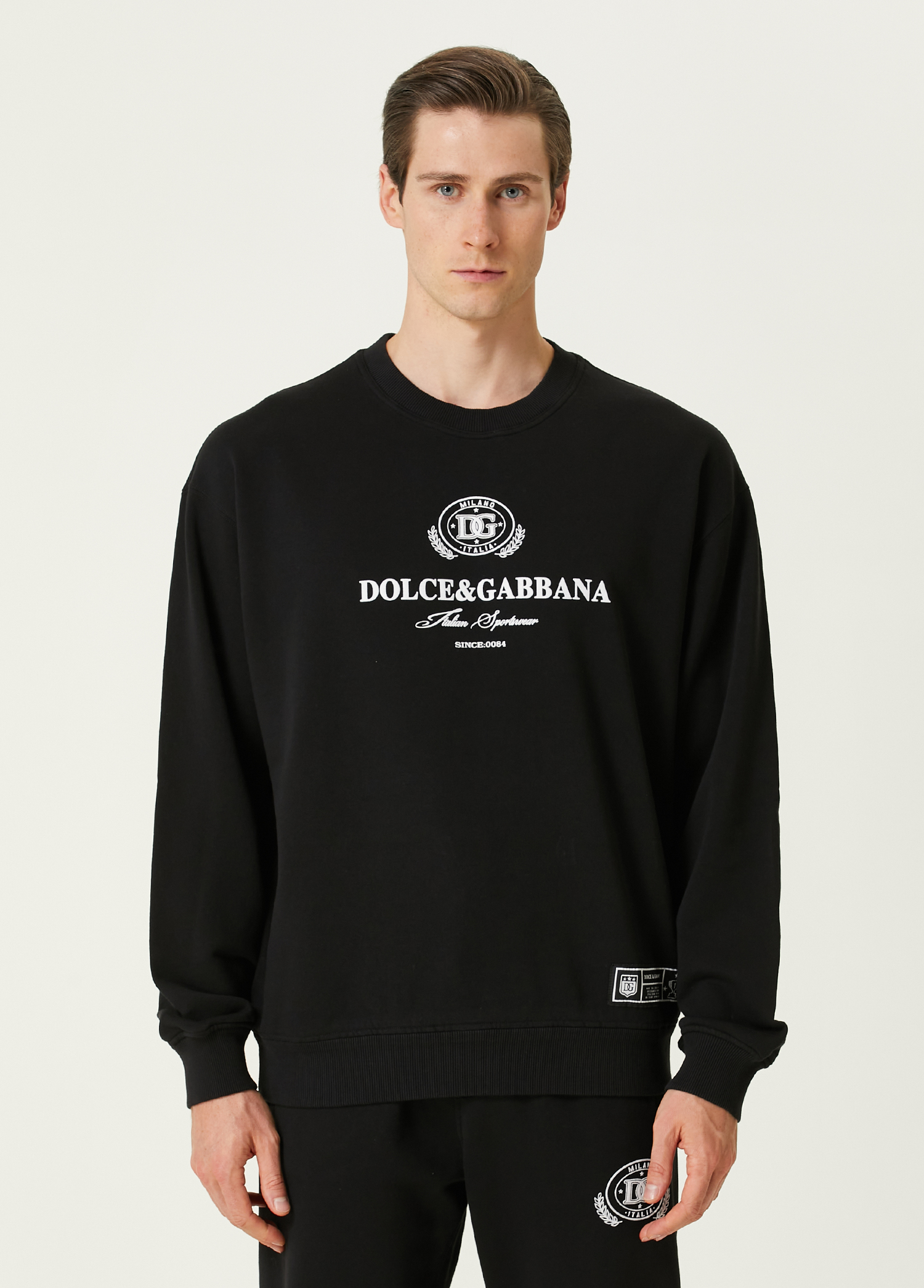 Siyah Logo Baskılı Sweatshirt