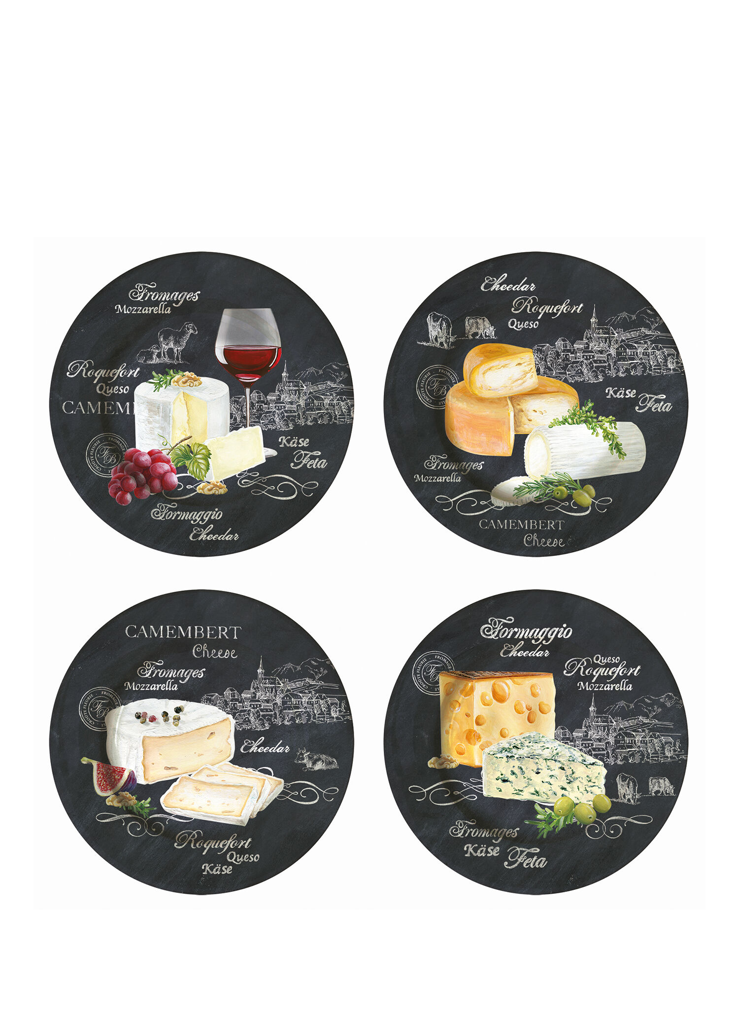 World of Cheese Porselen 4'lü Peynir Tabağı Seti