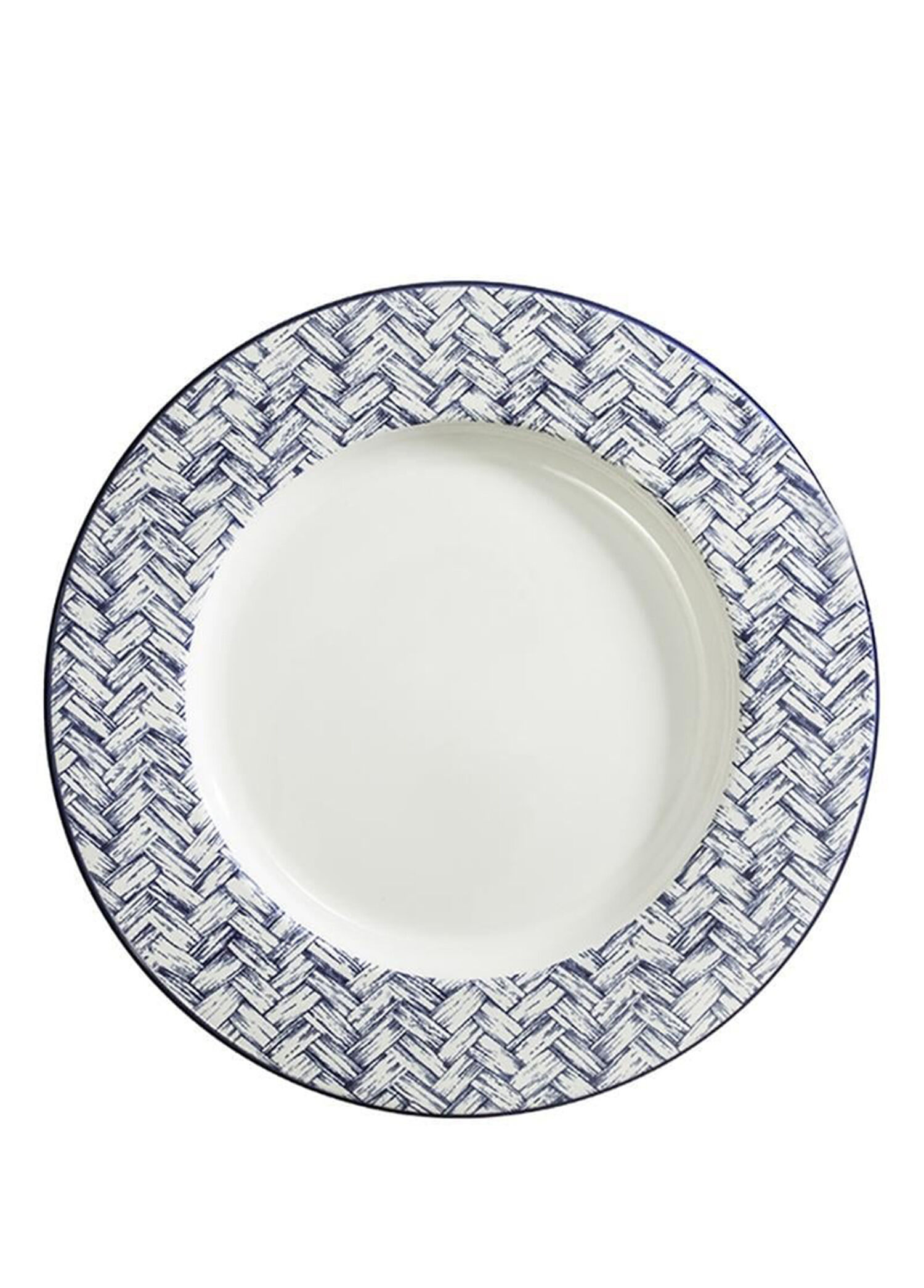 Basket Weave Mavi Desenli Çini Tabak 24,5 cm