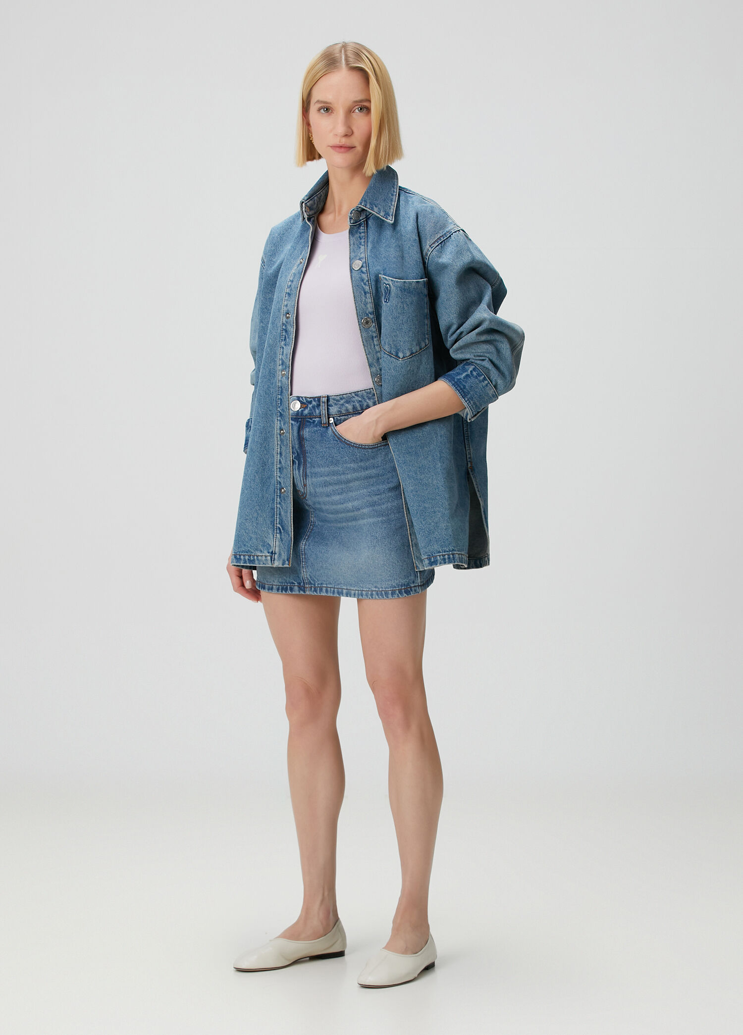 Mavi Mini Denim Etek