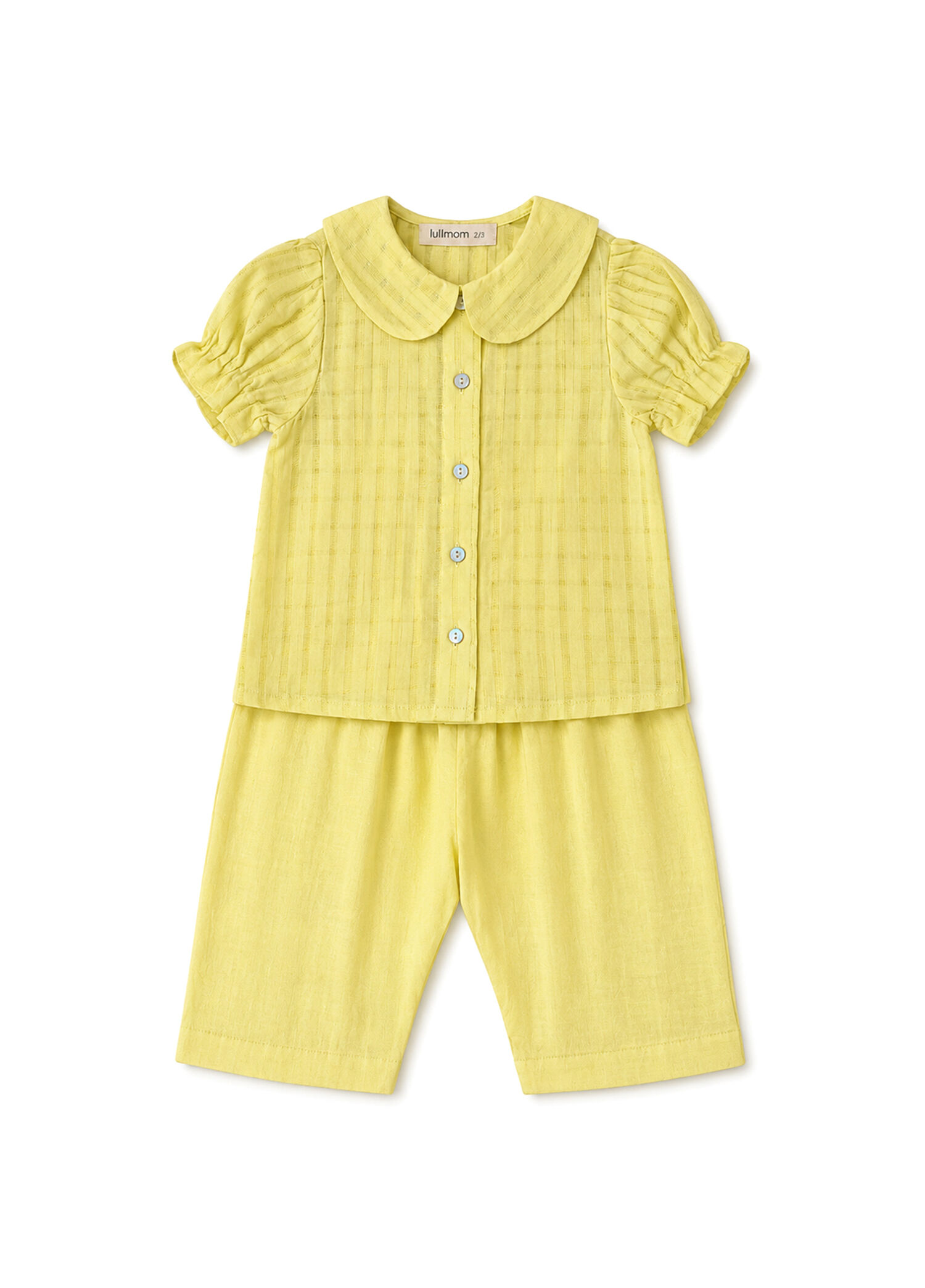 P Lullmom Sari Kisa Kollu Gomlek Pantolon Kiz Cocuk 2Li Set