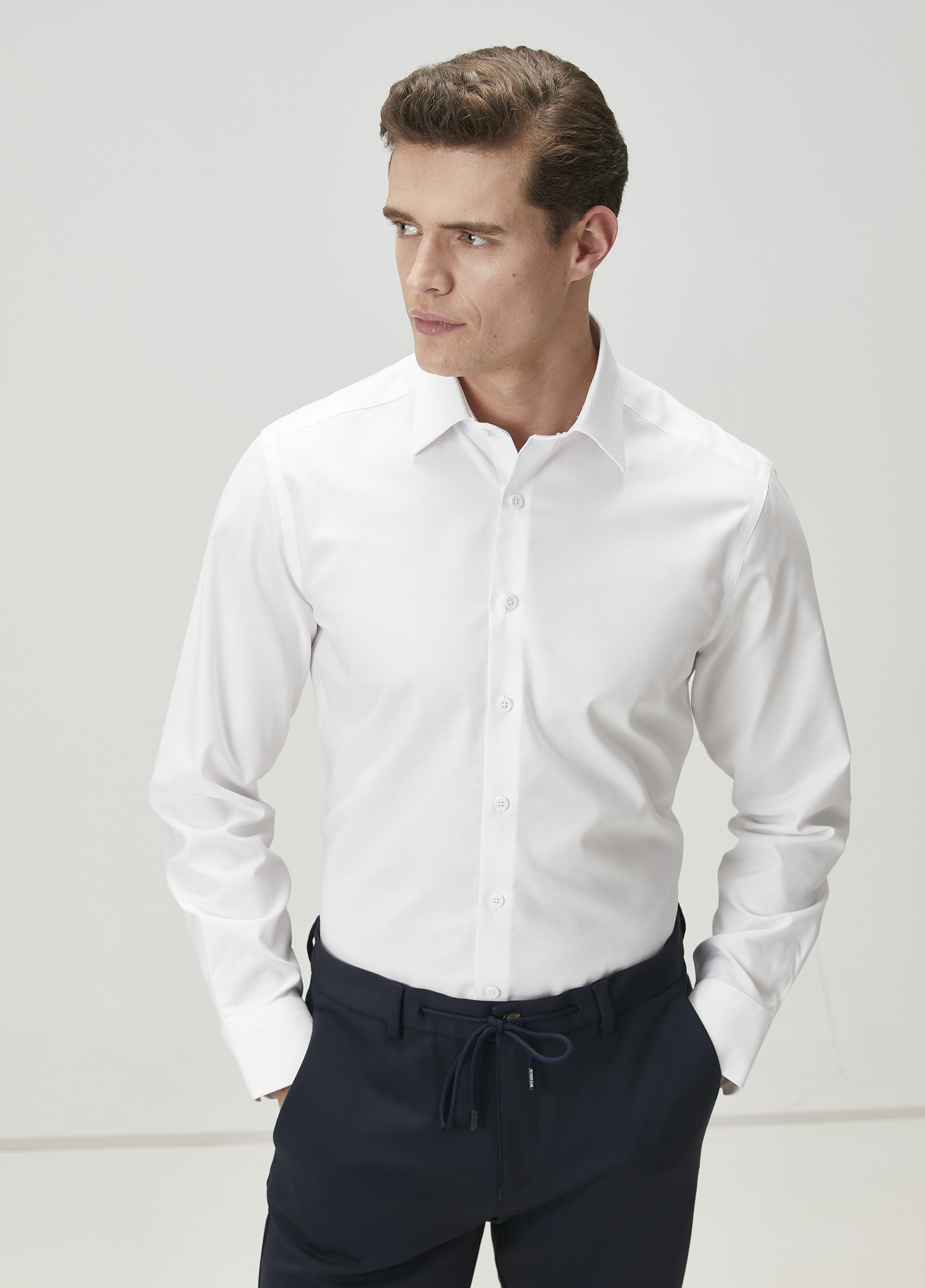 Comfort Fit Beyaz Non-iron Oxford Gömlek_1