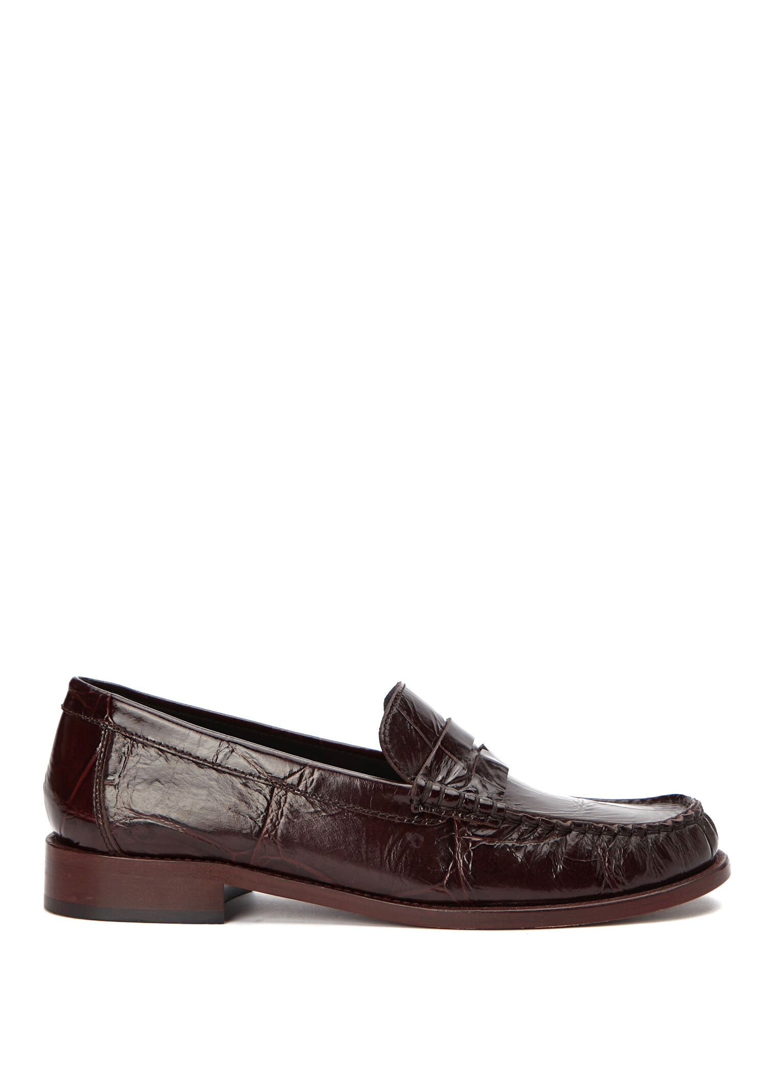 Bordo Dokulu Kadın Deri Loafer