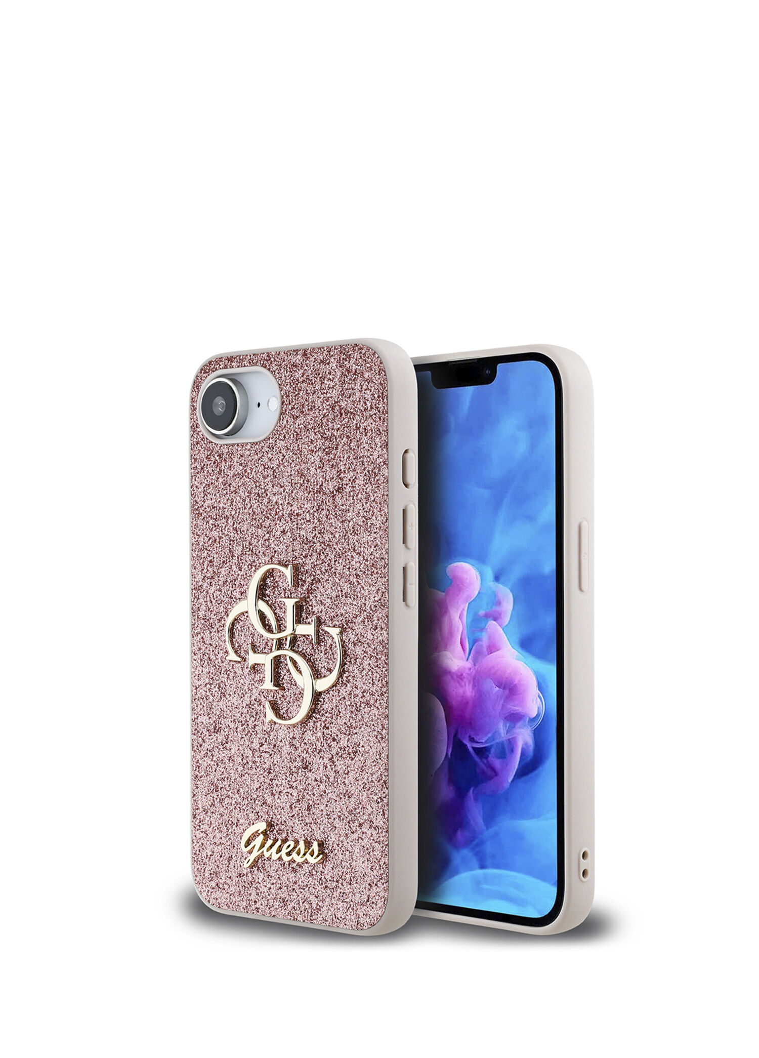 iPhone 16E Glitter 4G Büyük Metal Logolu Telefon Kılıfı