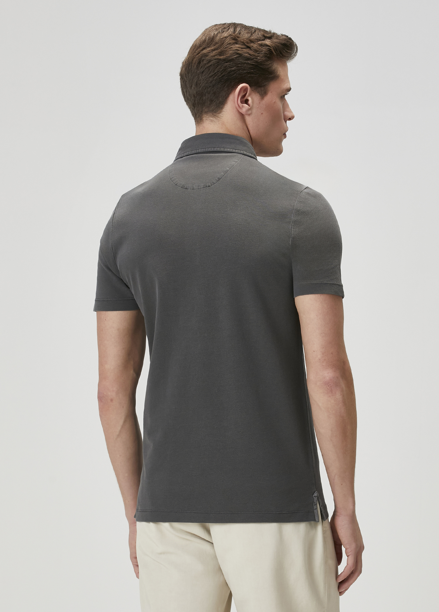 Comfort Fit Antrasit Polo Yaka T-shirt_5
