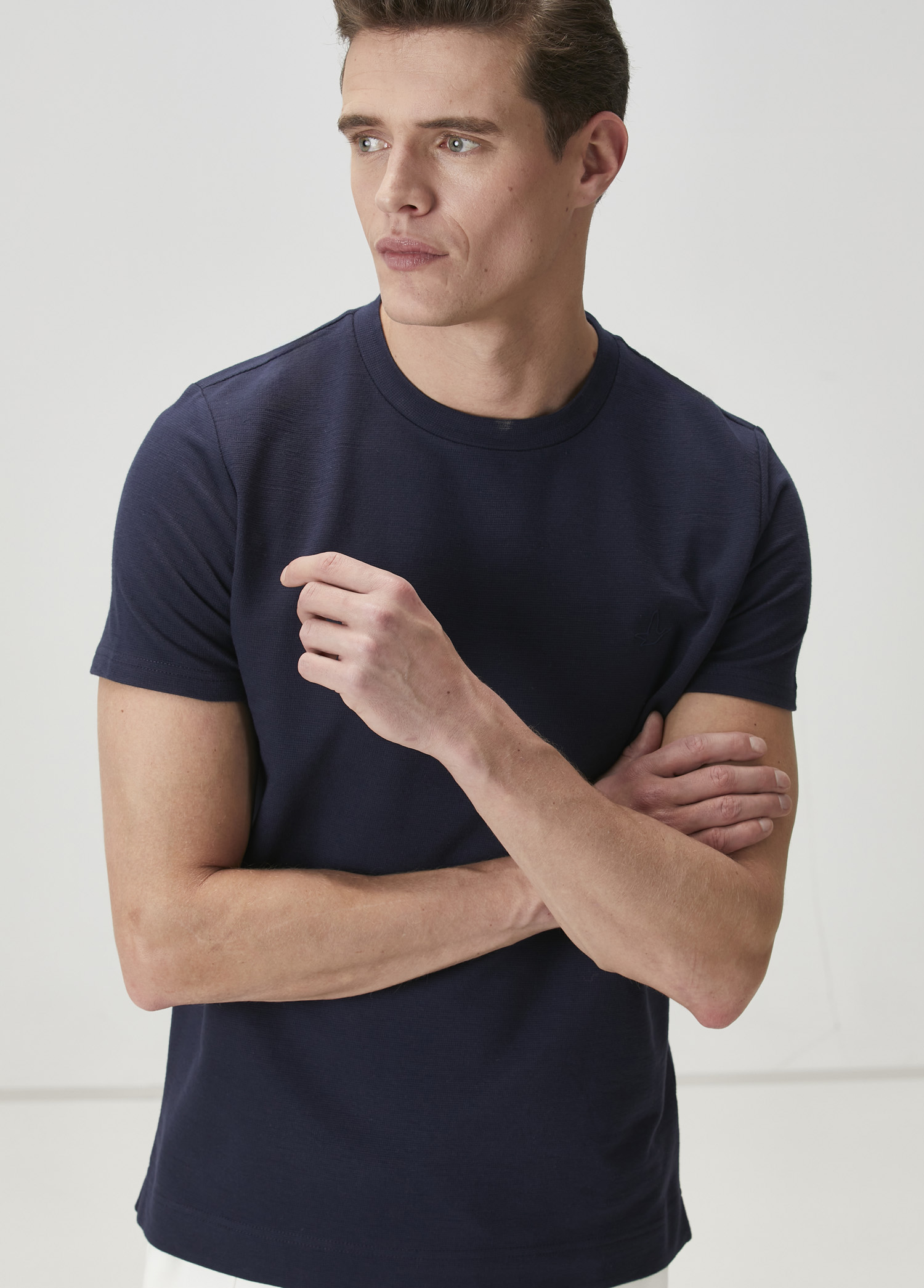 Relaxed Fit Lacivert Basic T-shirt_1