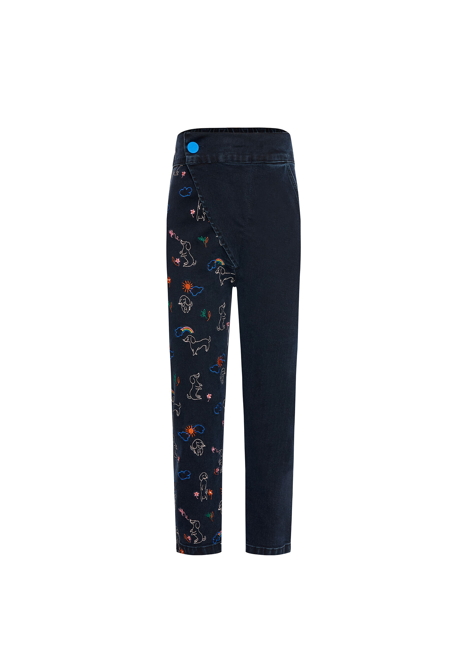 Embro Joyful Nakışlı Lacivert Unisex Çocuk Jean Pantolon