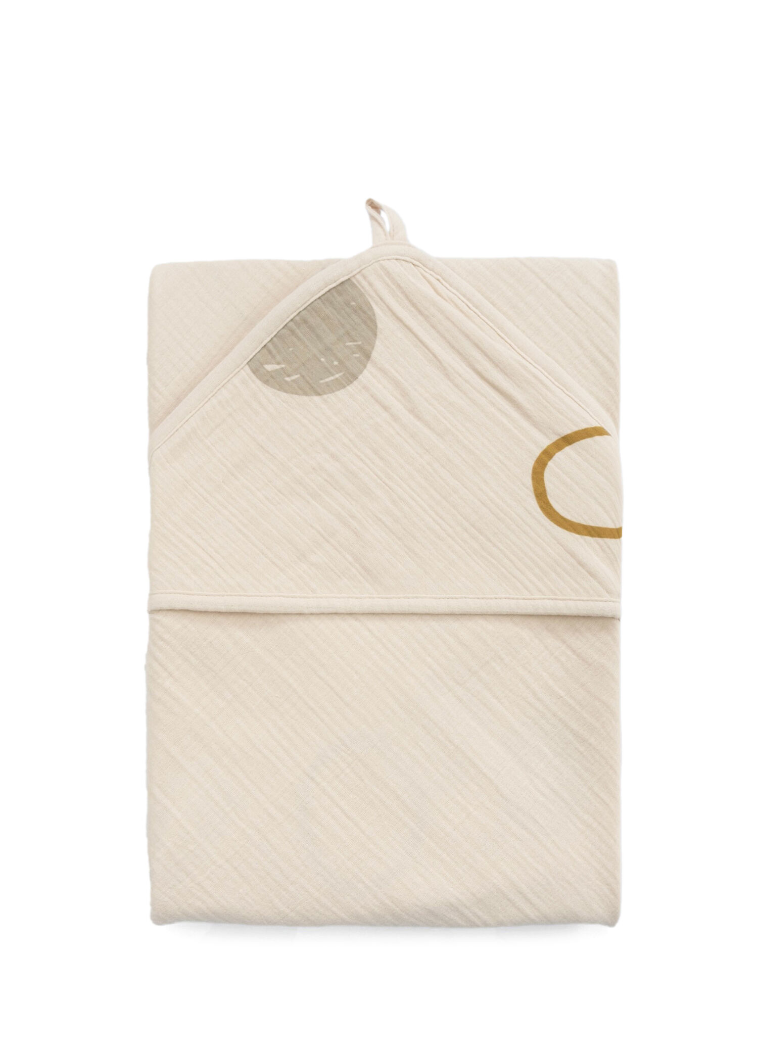 Bej Organik Pamuk Çift Katlı Müslin Unisex Bebek Plaj Havlu Kundağı