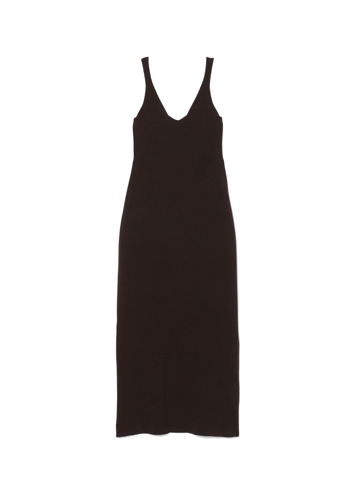 Lacoste - Dark Brown V-neck Slim Fit Sleeveless Women's Midi Length Dress