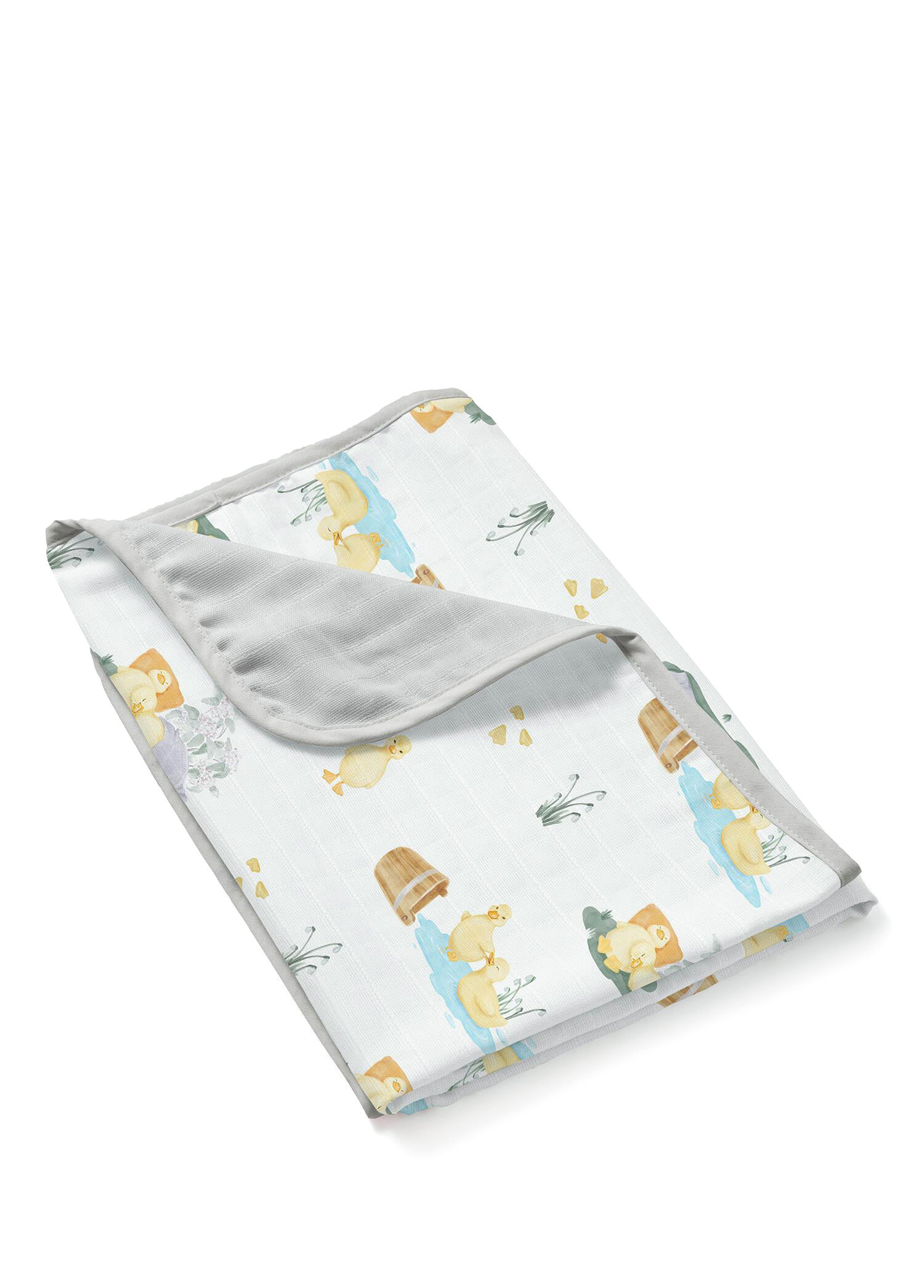 %100 Pamuk Petits Caneton Çift Katlı Müslin Sarı Bebek Battaniyesi 65x65 cm