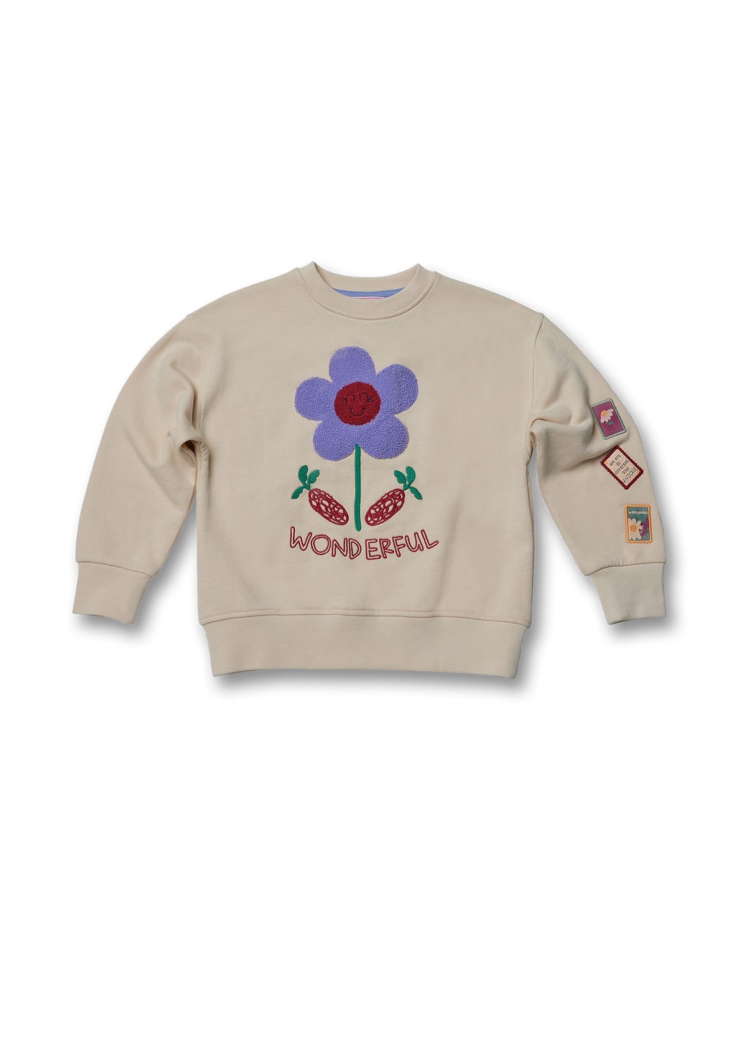 Çiçek Desenli Krem Kız Çocuk Sweatshirt