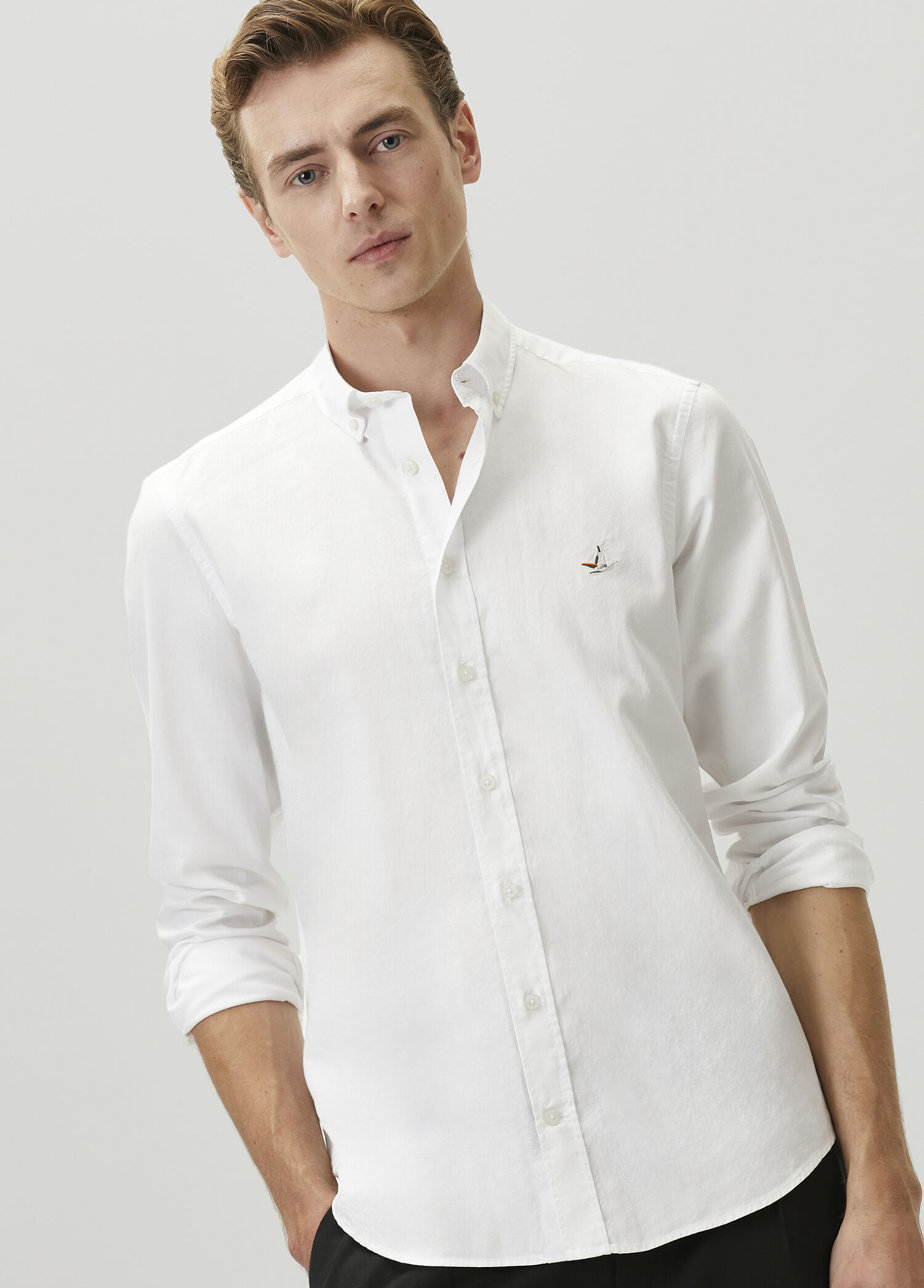 Slim Fit Beyaz Oxford Gömlek