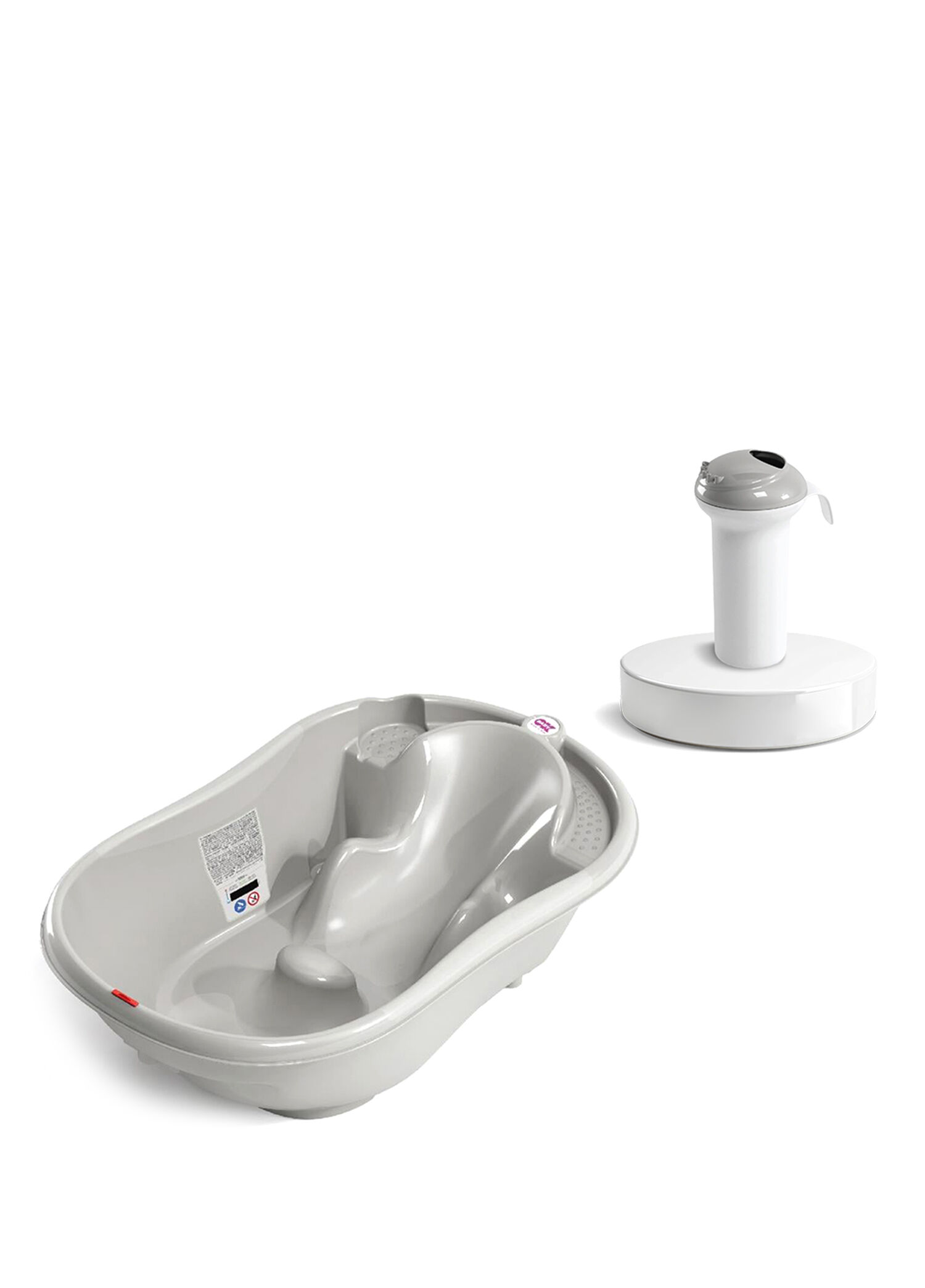 Onda Dijital Termometreli Çift Yönlü Bebek Küveti ve Açık Gri Splash Bebek Duşu Banyo Seti